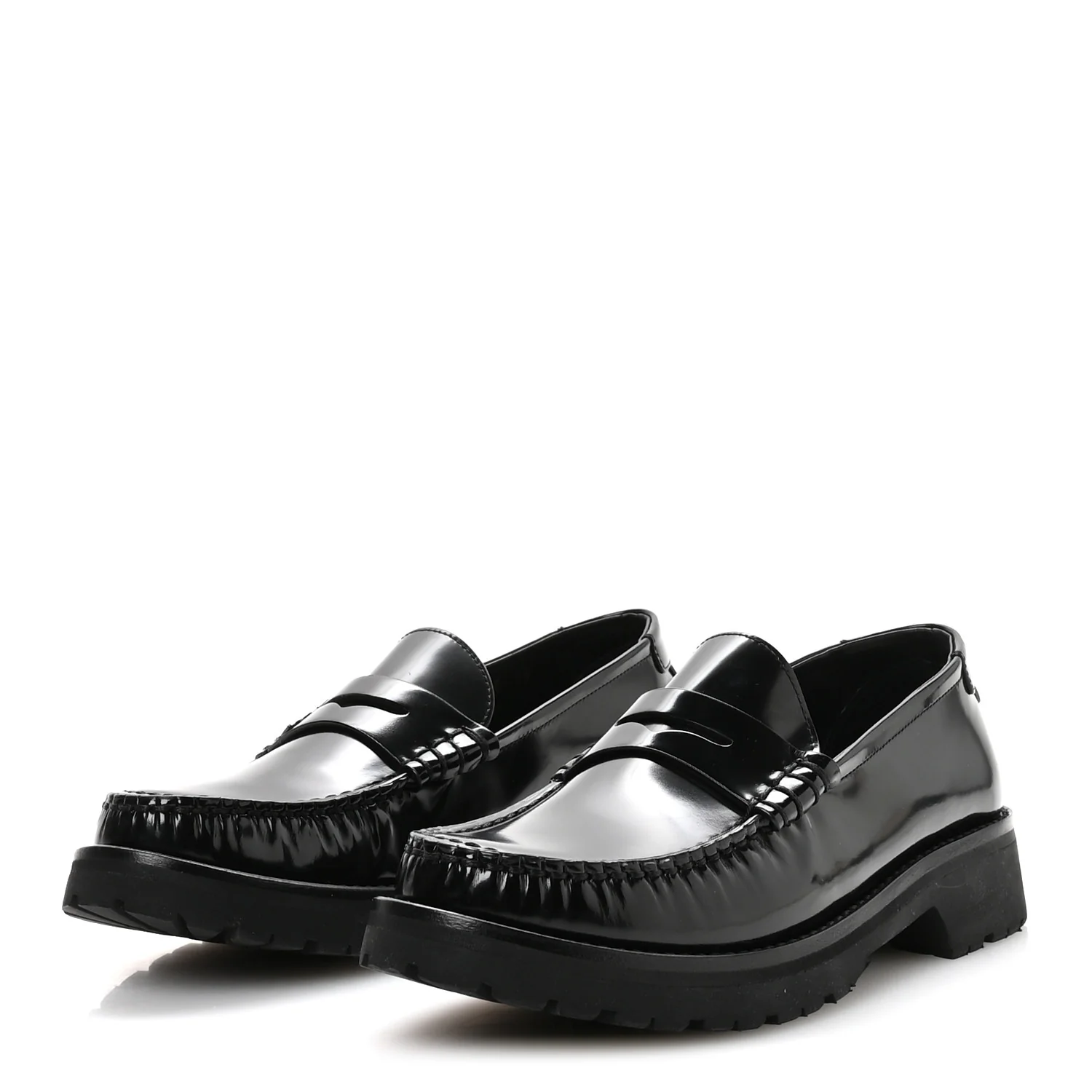 Glazed Calfskin Chunky Le Loafer Penny Slippers 38 Black