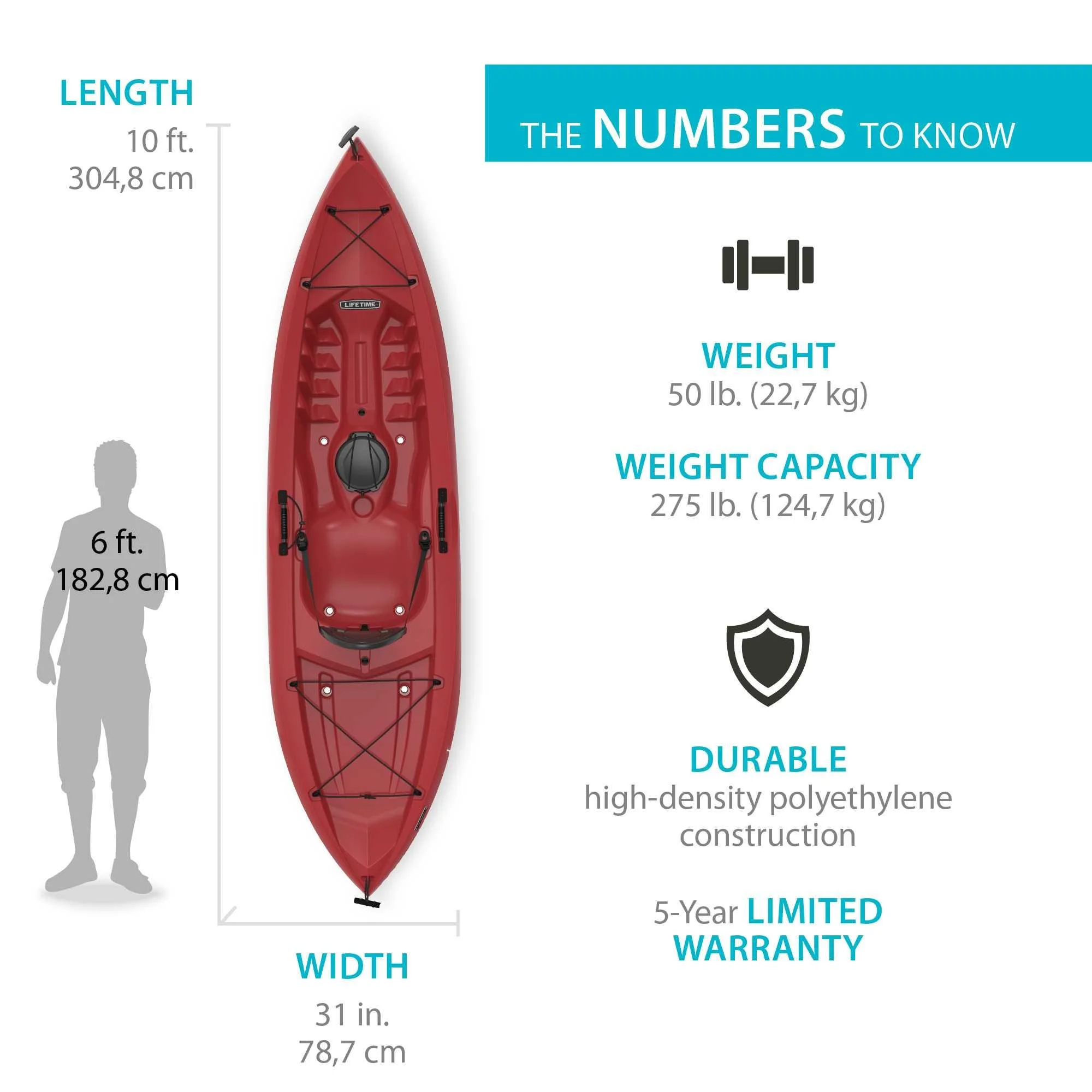 Lifetime Tamarack 10 Ft. Sit - on - Top Kayak, Fire Red (90486)