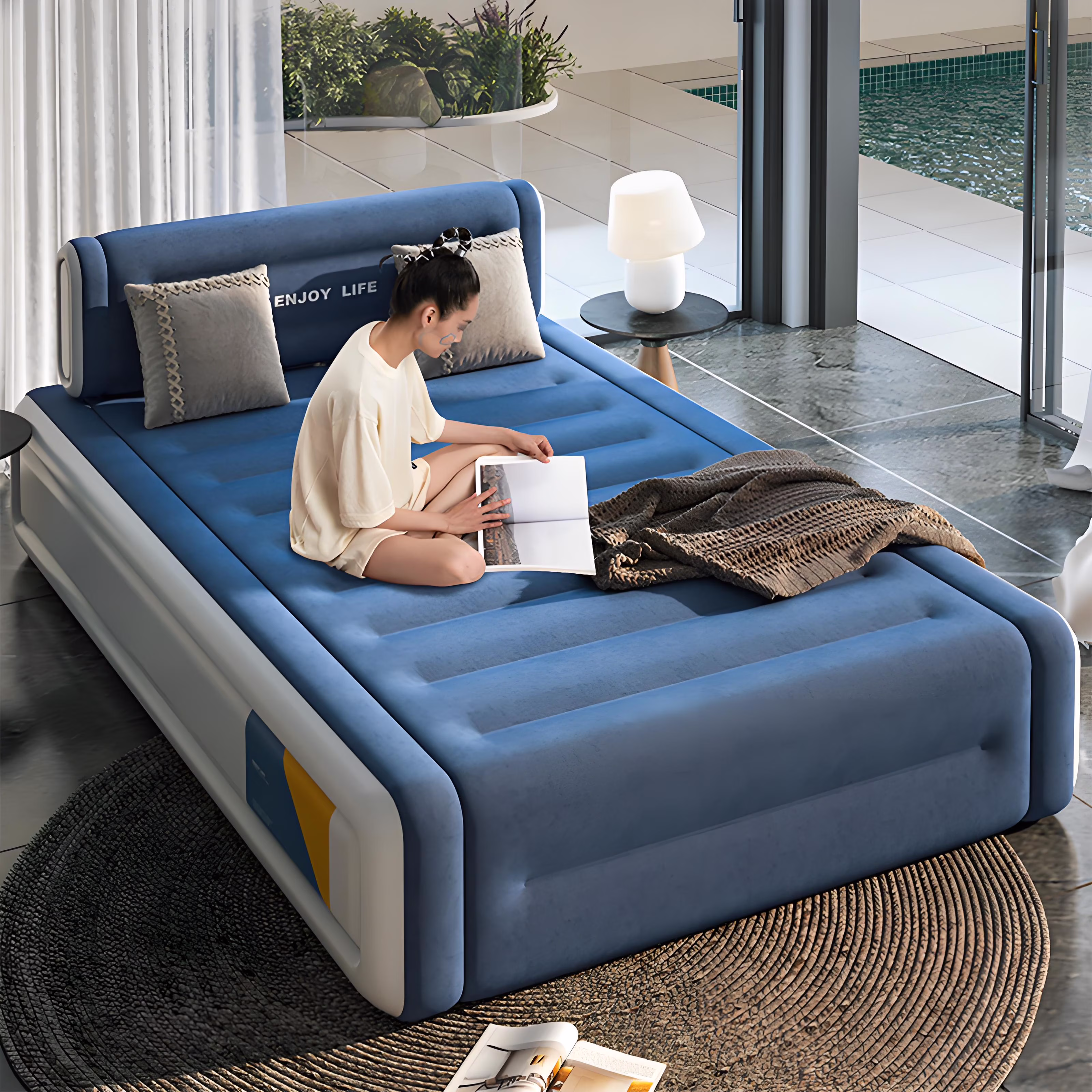 Queen Air Mattress with Built - in Pump for Guest, Home, Camping, 18