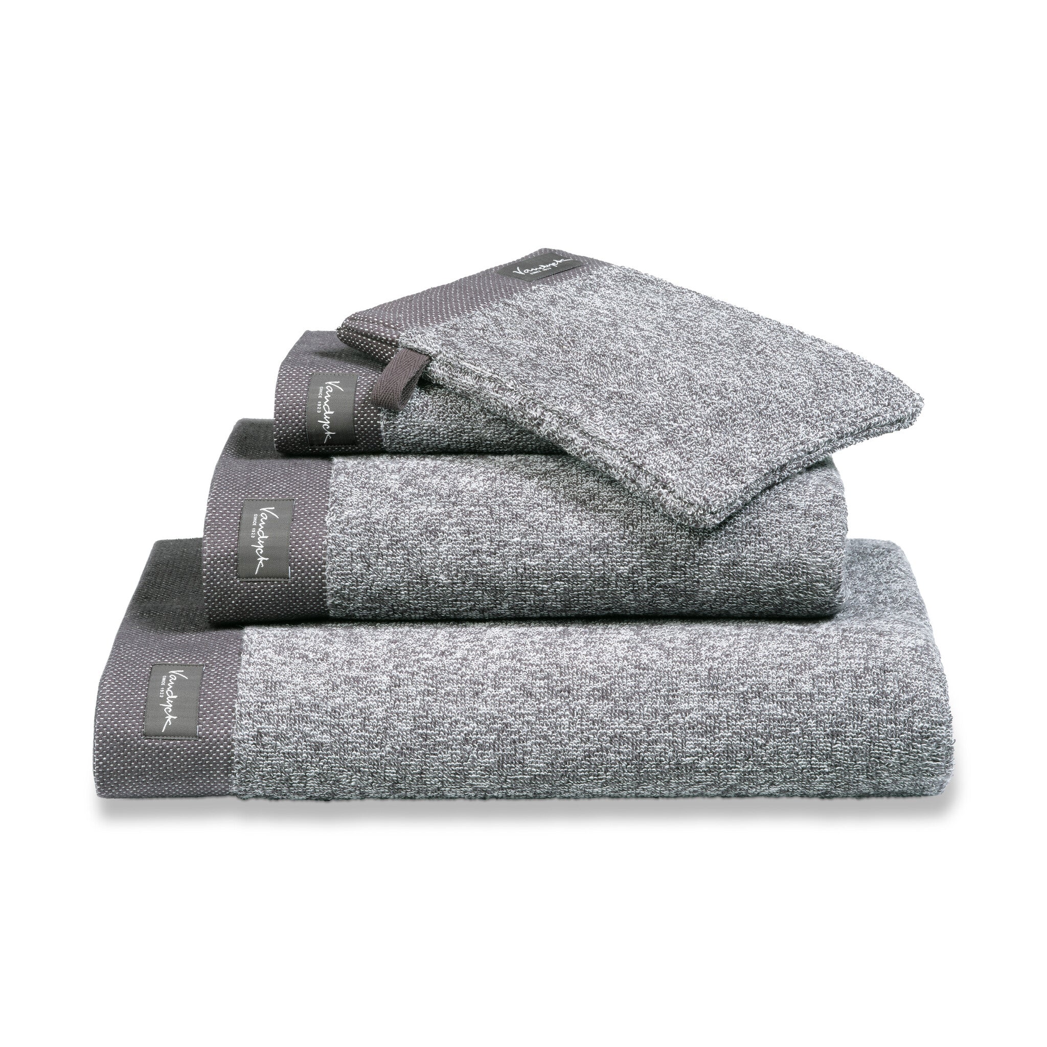 Home Badtextiel Mouliné Off Black   70 x 140 cm   Zwart   Grijs