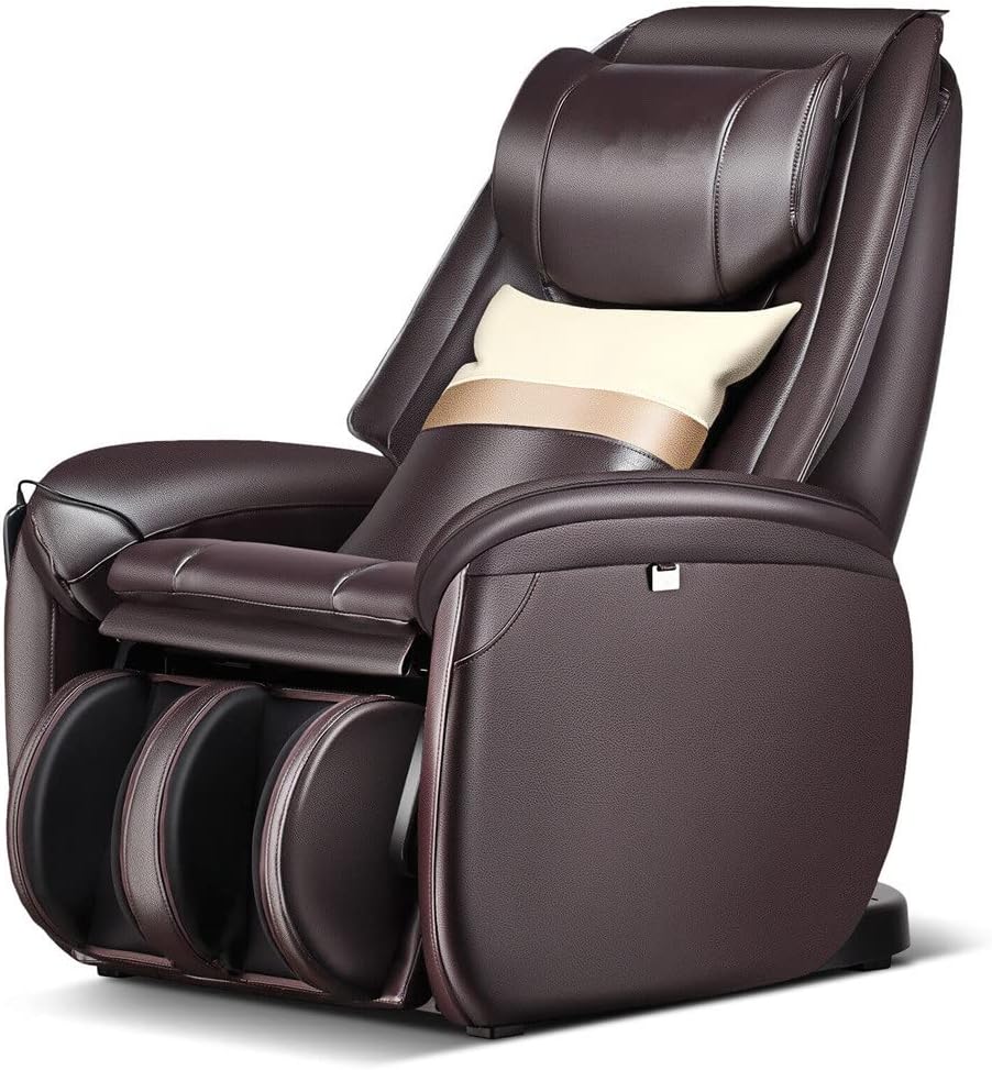 Fauteuil de massage intégral SL Track Zero en noyer avec oreiller, repose-pieds réversible et fonction chauffante