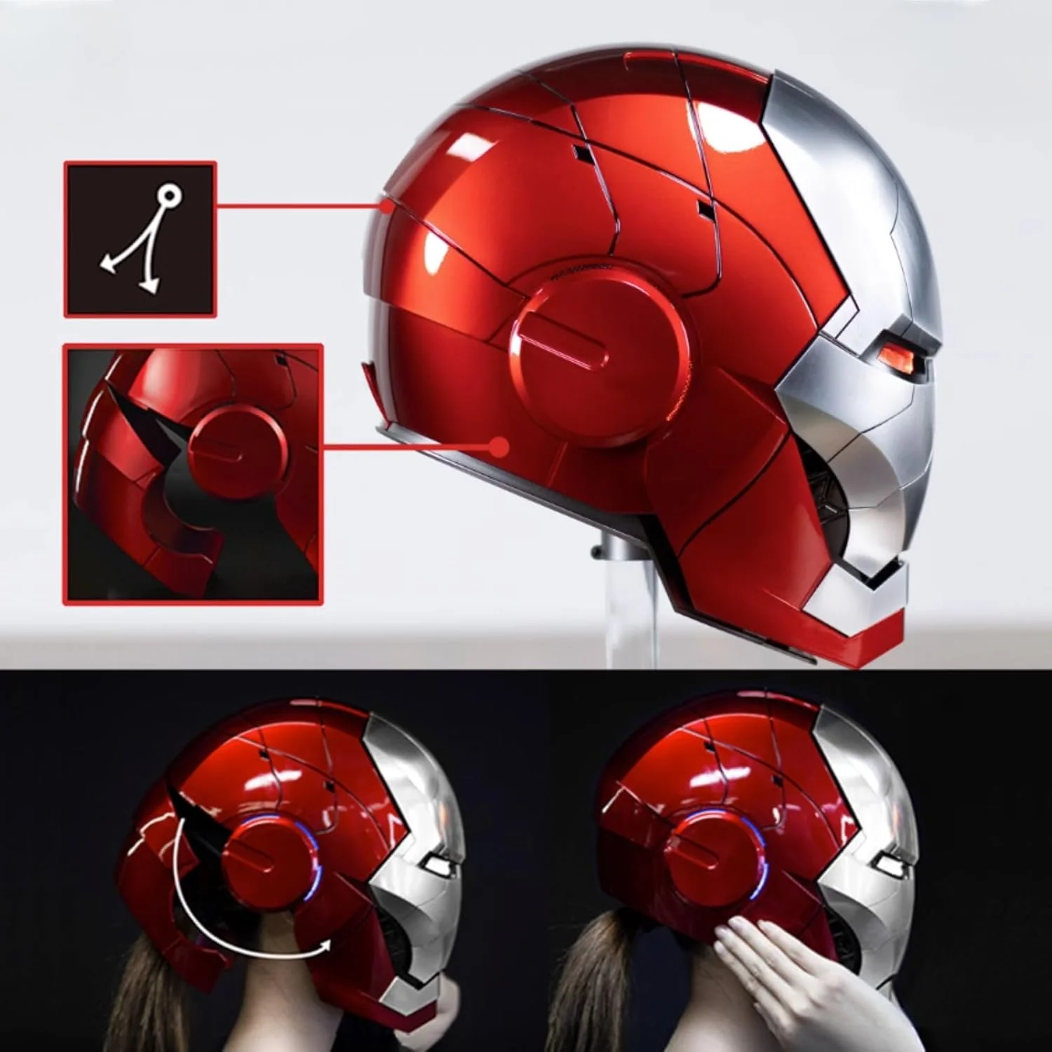 Iron-HeroMan Helmet, New Iron-superhero Mask with Jarvis Voice RemoteTouch Controlled Open/Close, Collectible Real-life,Superhero Mask for Halloween Costume Christmas Birthday Cosplay Party - Image 5