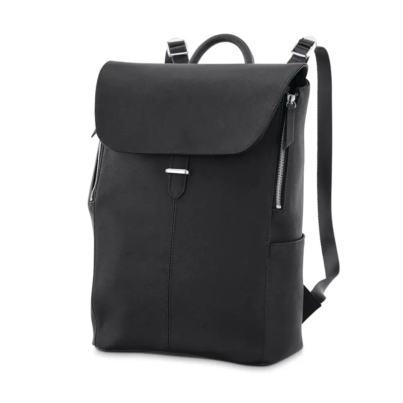 Black Women's Executive Leather Flap Backpack Laptop Backpacks | 5362-RDWTX - SAMSONITE OUTLET