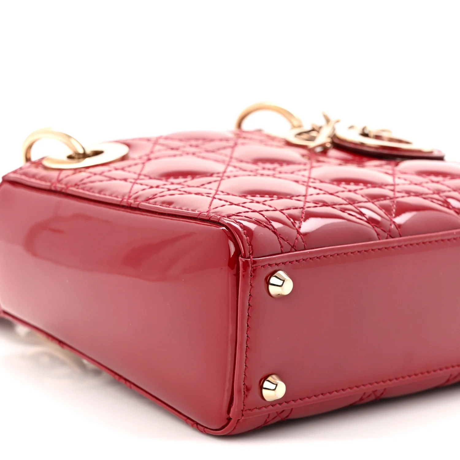 Patent Cannage Mini Lady Dior Red