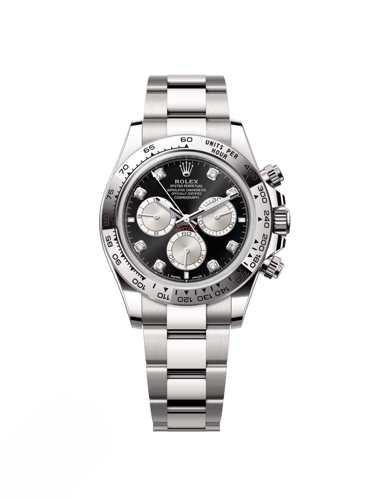 [Super Clone]Rolex Daytona White Gold / Black/ Diamond-Set /Oyster  m126509-0002