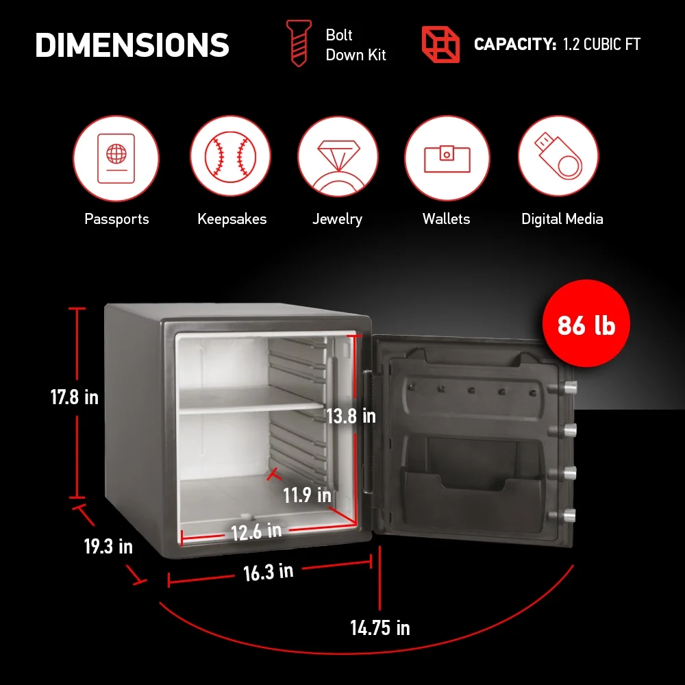 SFW123DSB Fire-Resistant Safe and Water-Resistant Safe with Dial Combination, 1.23 Cu. ft - Image 6