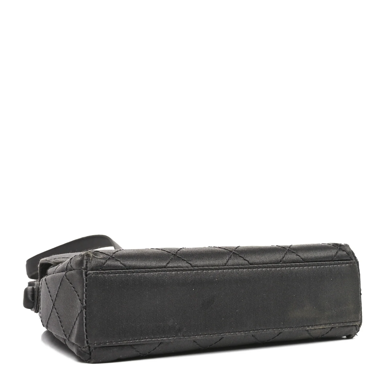 Satin Quilted Crystal CC Square Flap Grey
