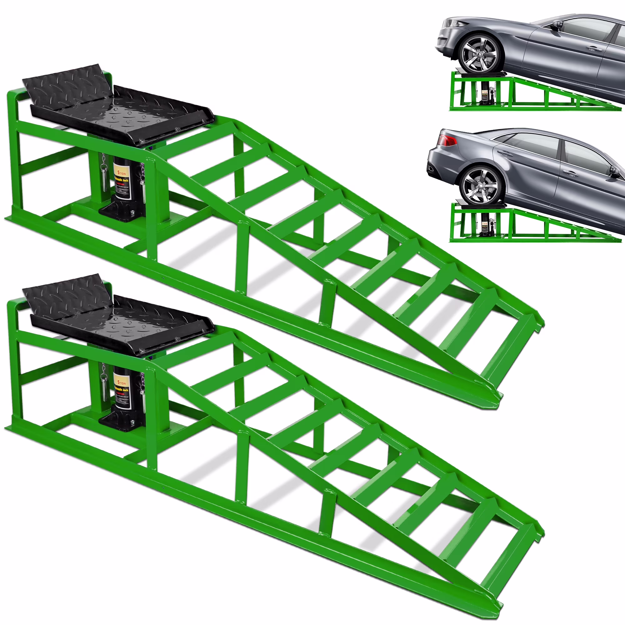 2-Pack Hydraulic Car Ramps: Heavy-Duty Vehicle Ramps with 5T / 10000lbs Jack Load Capacity, Portable Design for Effortless Oil Changes and Car Lifts(Red) - Image 5