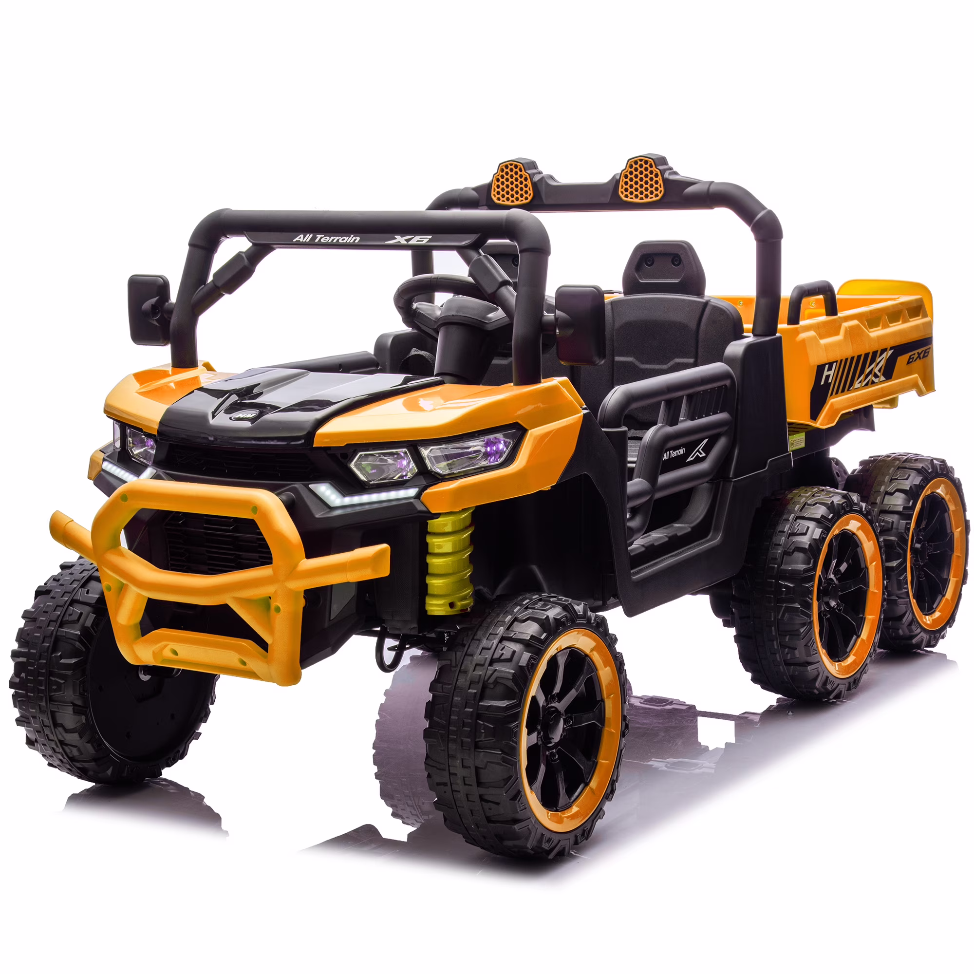 24V 2 Seater Kids Ride on Car Truck, Ride on UTV W/ 2x200W Motor, 24 Volt Ride on Toys W/ Dump Bed/Shovel, Electric Car for Kids W/ Durable Tires, LED Light, Music, Remote Control, Black(L-4X4/Black) - Image 5