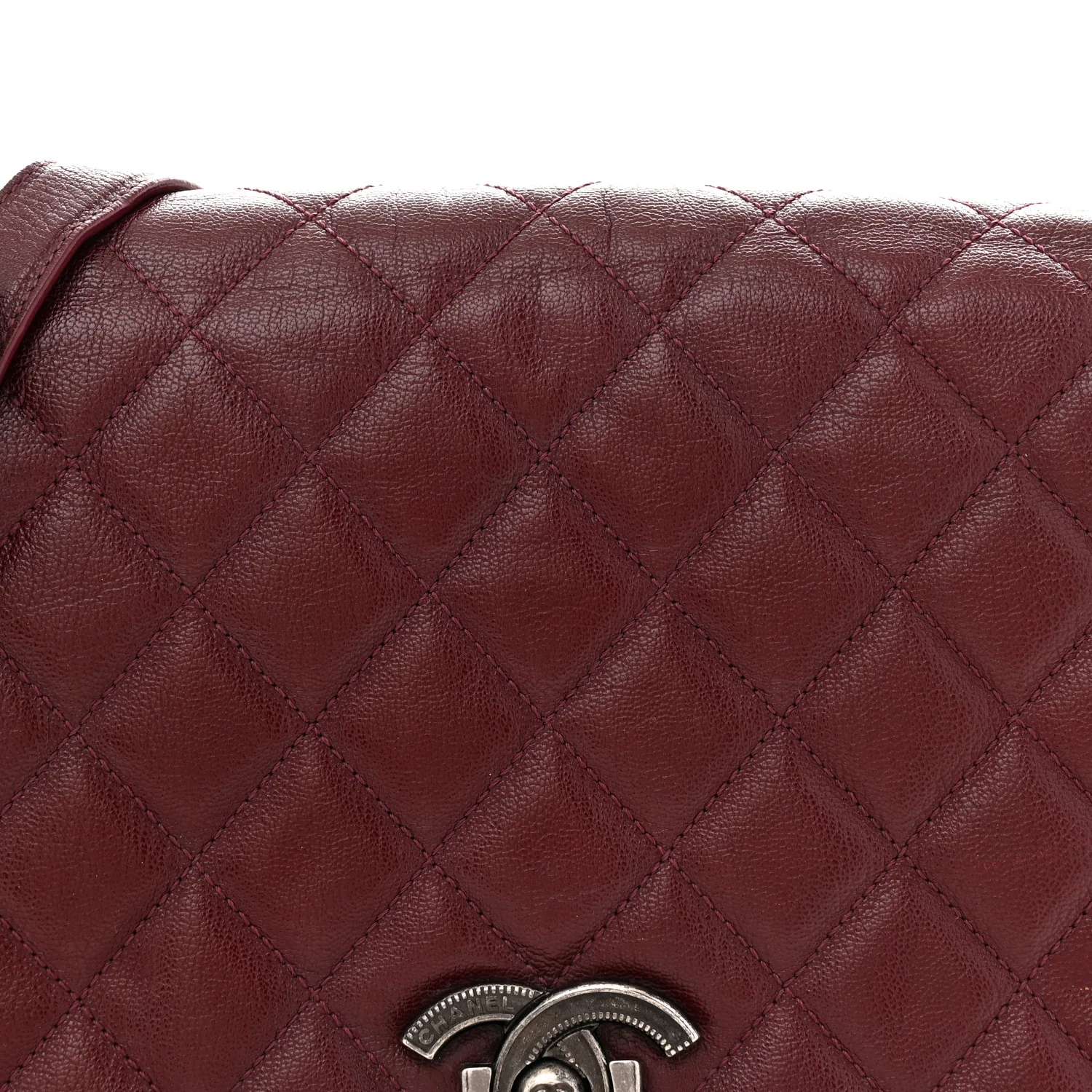 Goatskin Quilted Large City Rock Flap Burgundy