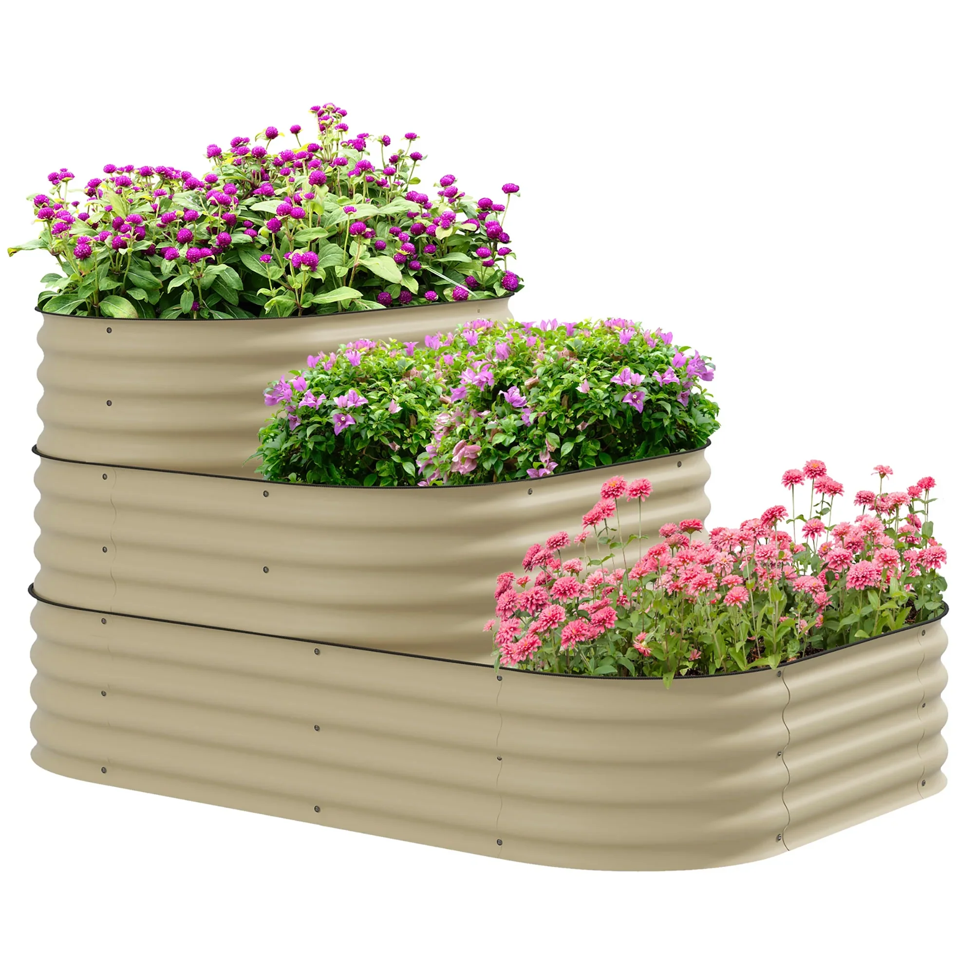 Outsunny 3-Tier Raised Garden Bed 62.25 x 43 x 32.25 Planter Set, Green