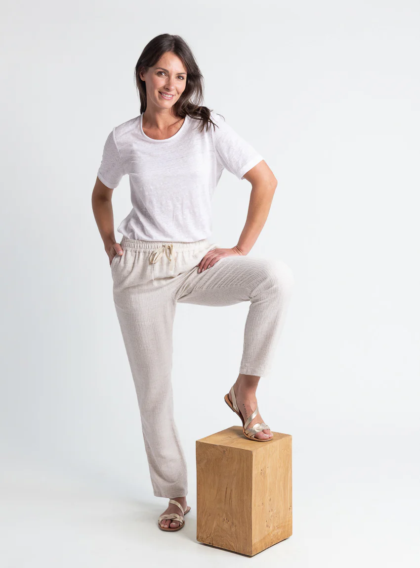 Tee-shirt femme en lin blanc