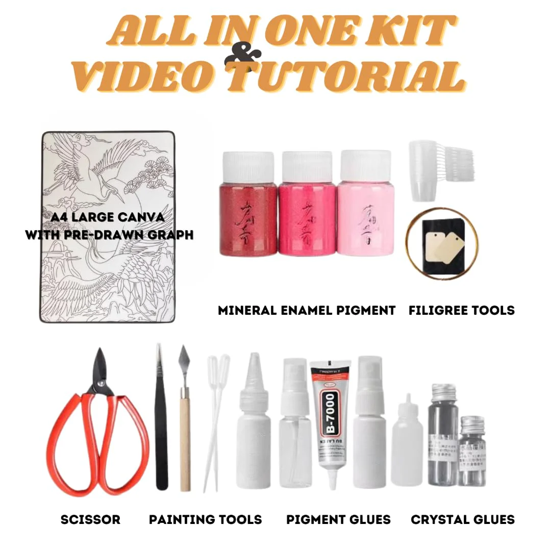 Dogs, DIY Cloisonne Filigree Enamel Kit, with Tutorial& All Tools