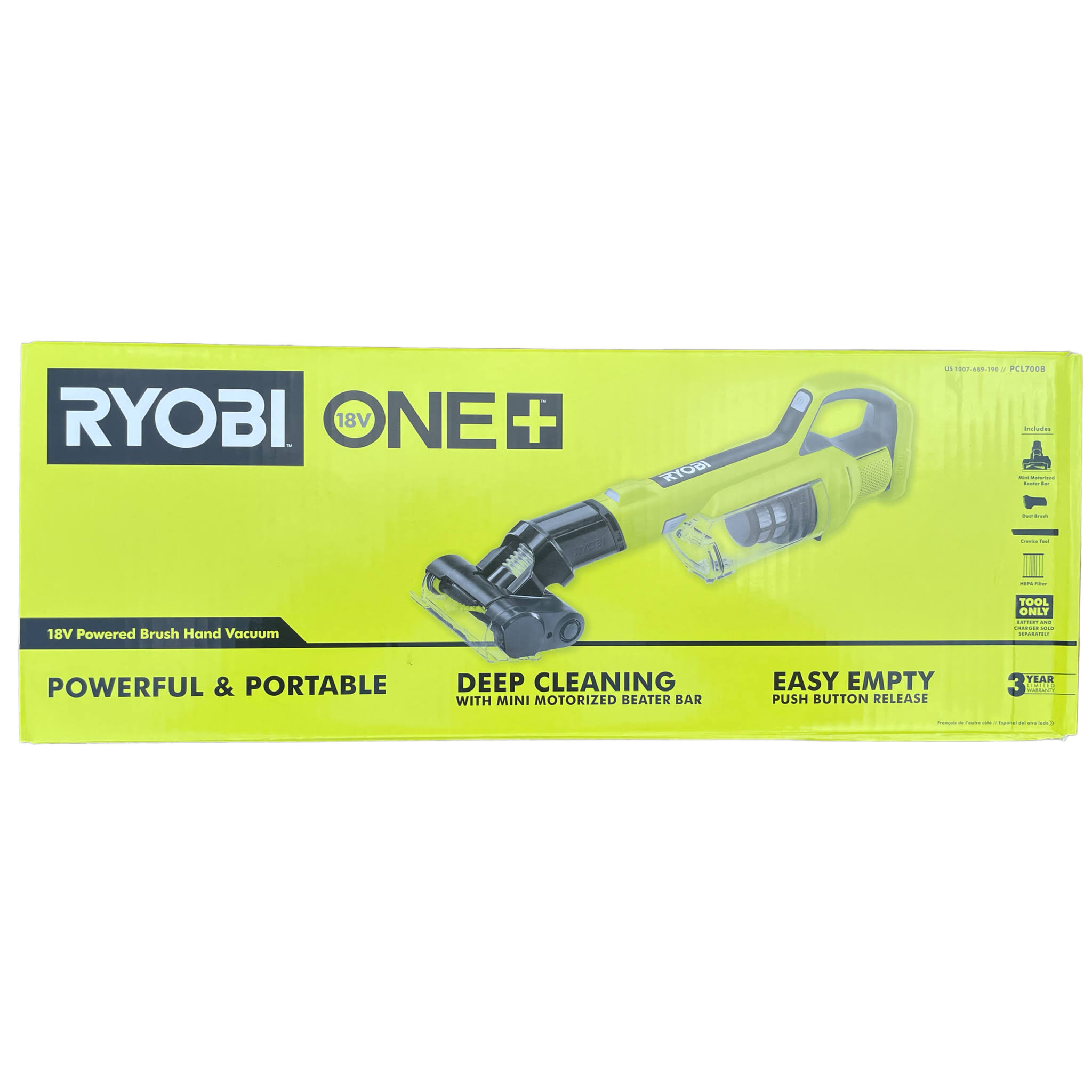 Ryobi PCL700B ONE+ 18V Cordless Hand Vacuum with Powered Brush (Tool Only)