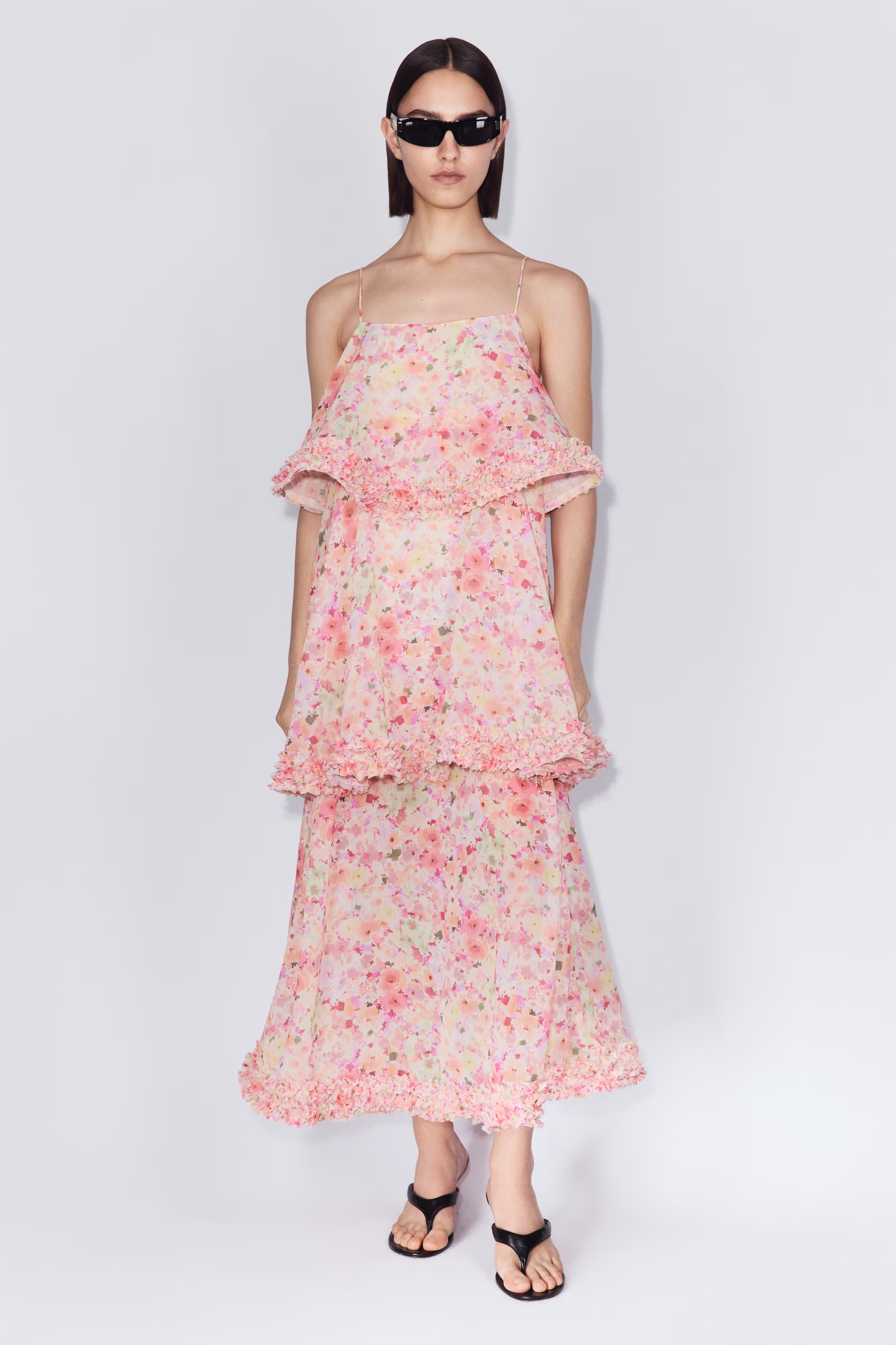 Ruffle-Detail Tiered Dress