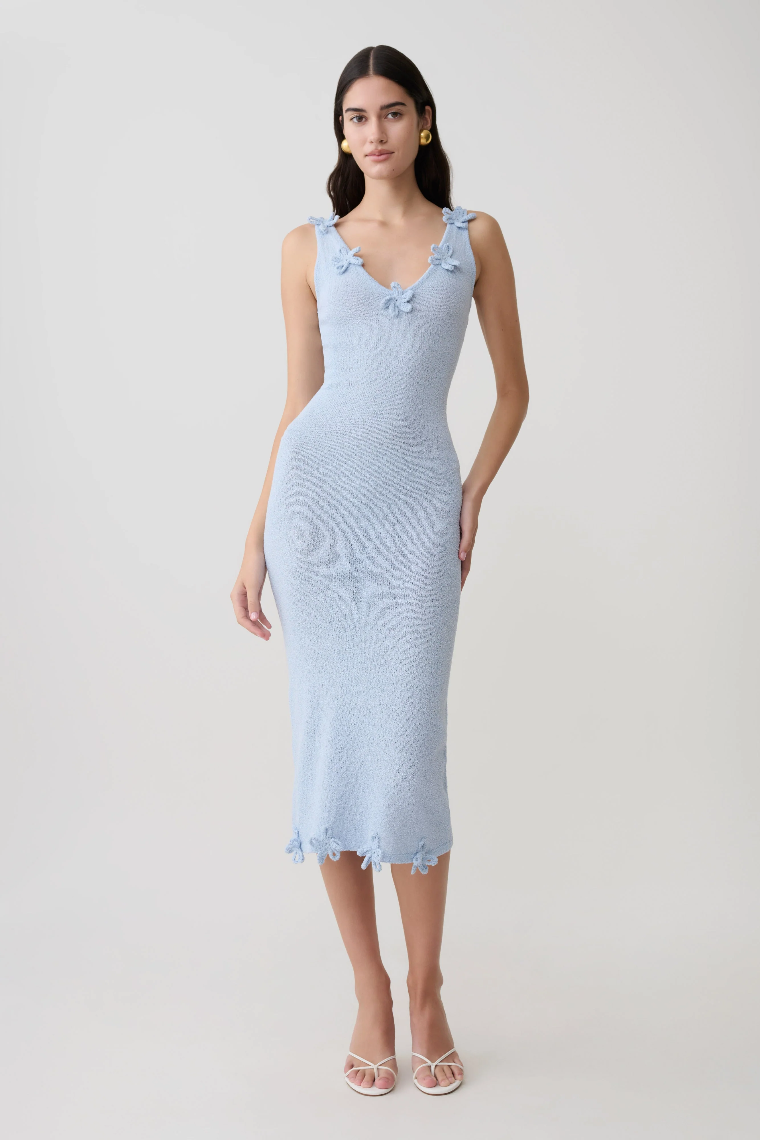 Rachael Knit Midi Dress - Light Blue