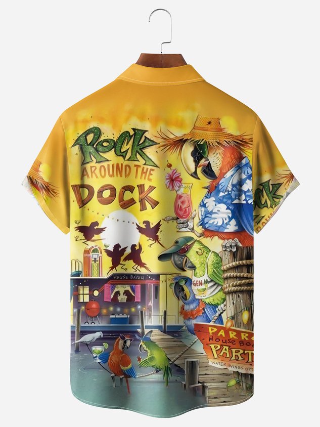 Chemise hawaïenne à manches courtes et poche poitrine Aloha Parrots