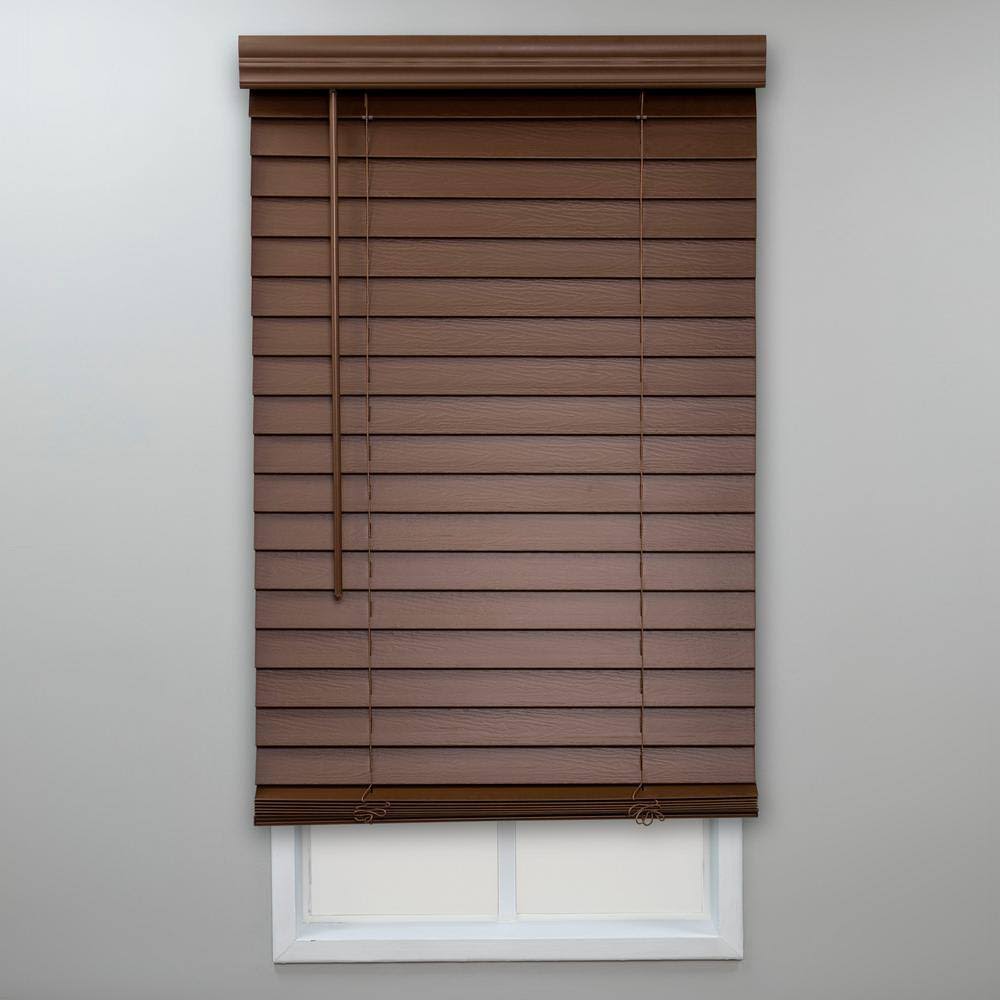 Perfect Lift Window Treatment Dark Oak 2 in. Cordless Room Darkening Faux Wood Blind 25.75 in. W x 48 in. L Actual Size: 25.75