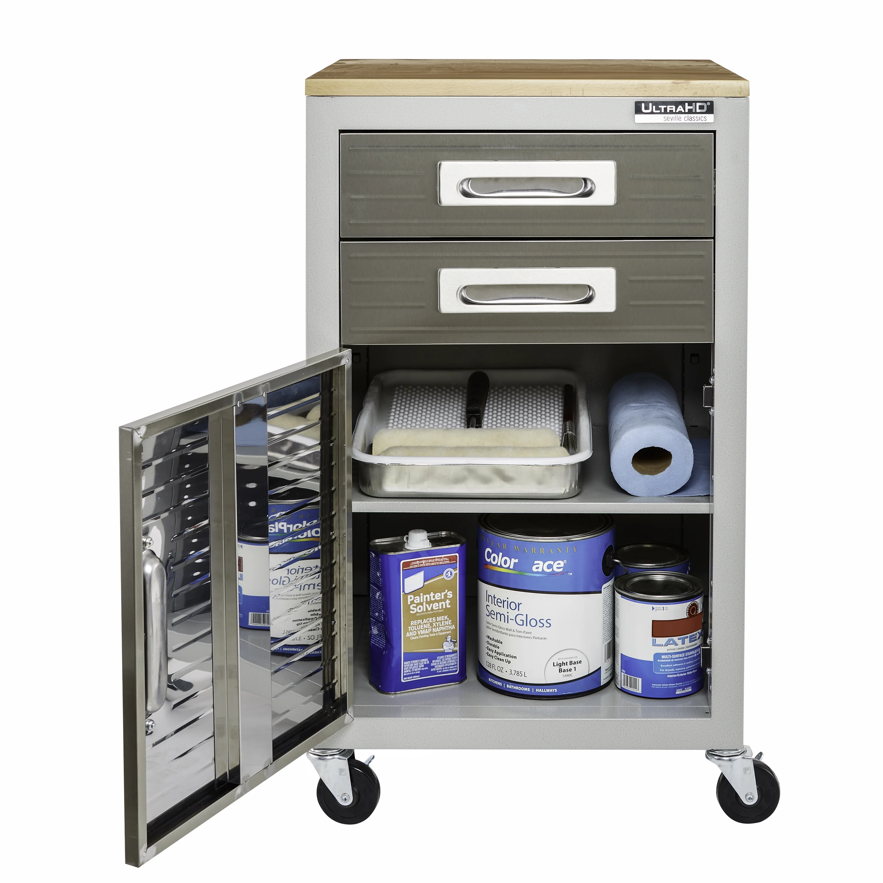 Seville Classics Ultrahd? 2 - Drawer Rolling Steel File Cabinet, Granite Gray