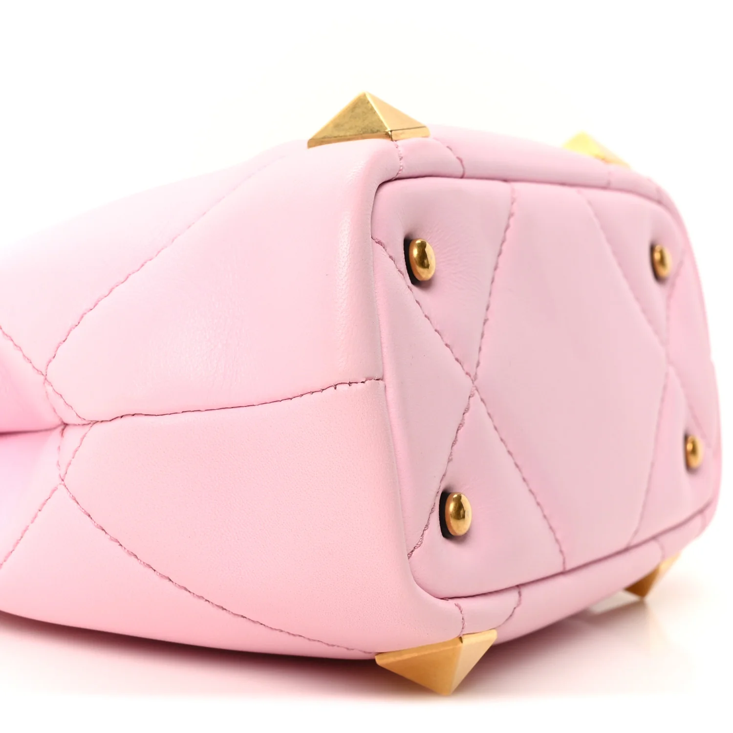Nappa Mini Roman Stud The Handle Bag Pink Borealis