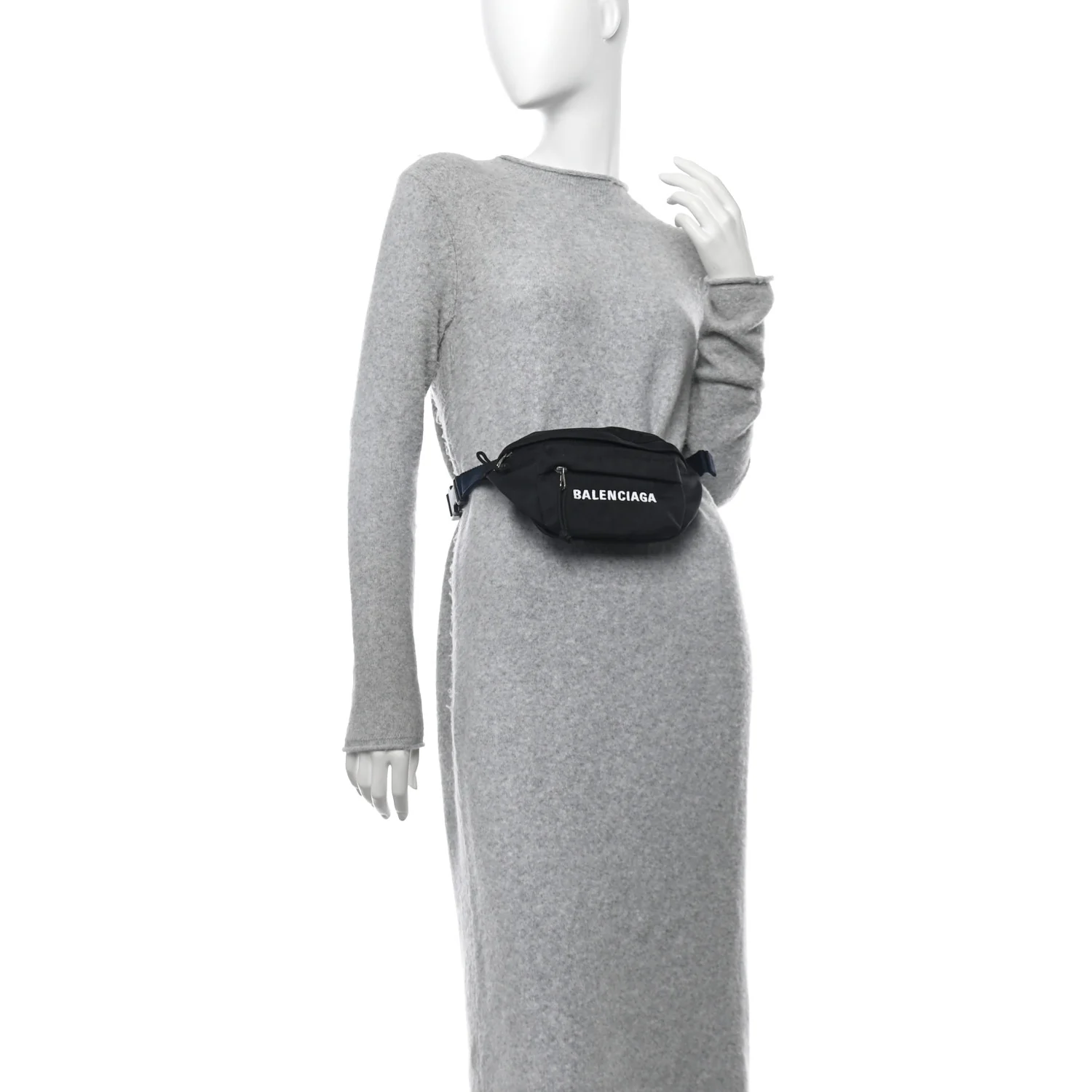 Sport Nylon Logo Embroidered Wheel Belt Bag Black White