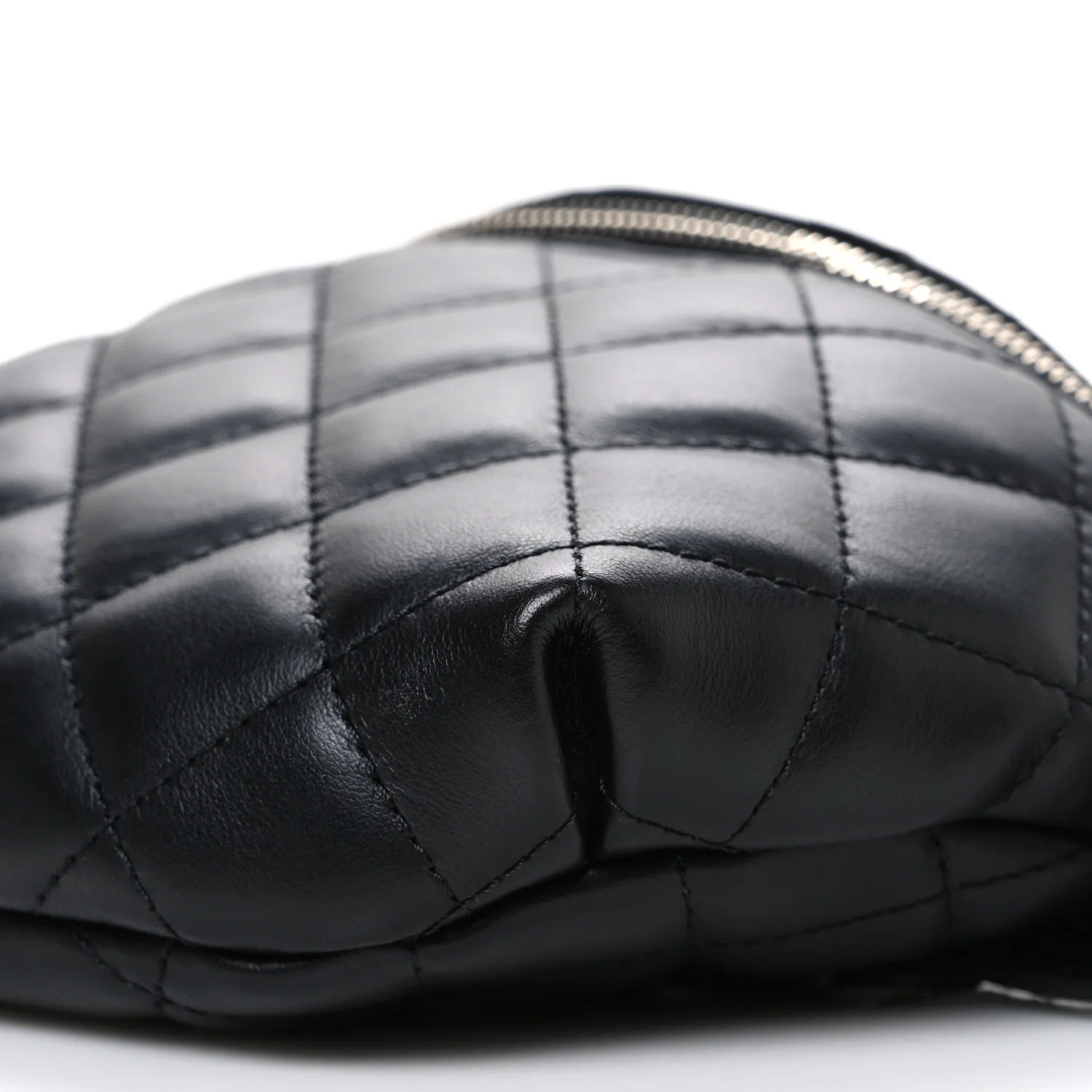 Lambskin Quilted Waist Belt Bag Black