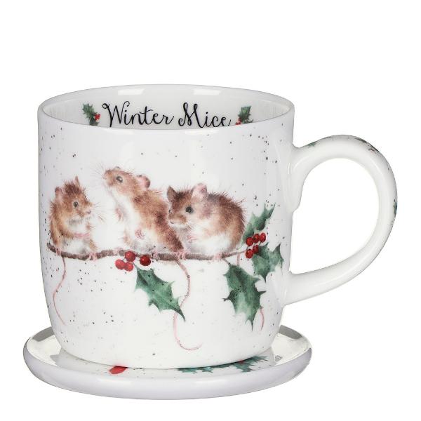 Kopp & underlag winter mice 31 cl
