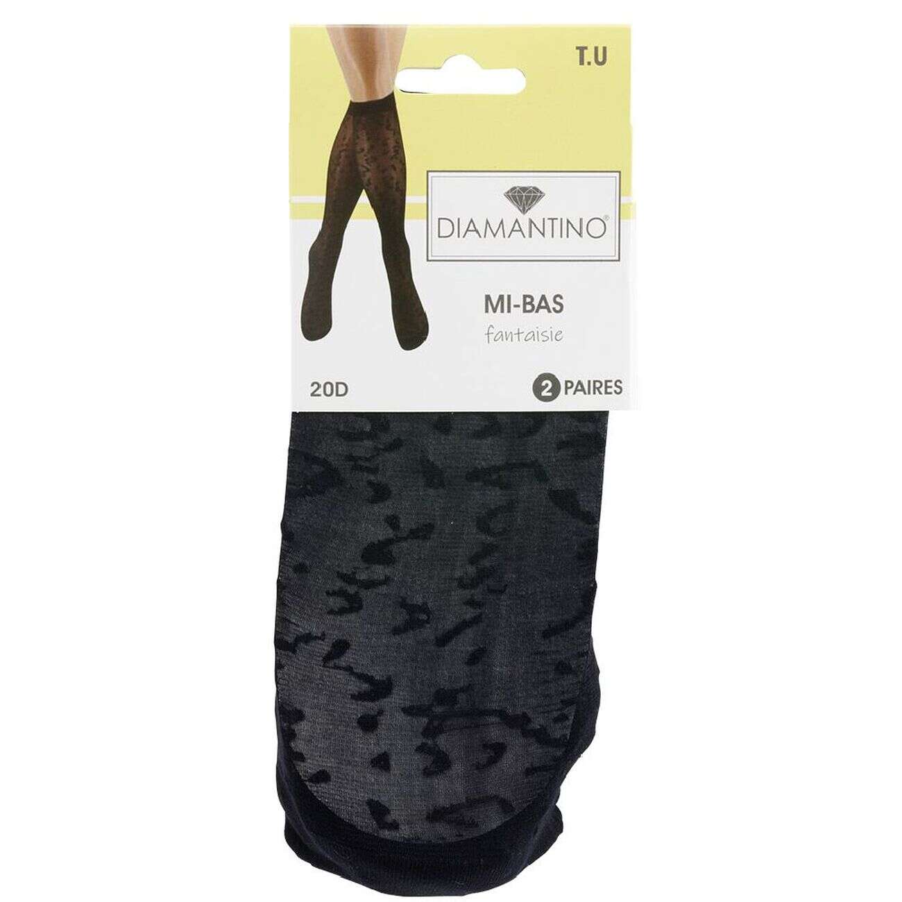 Mi-bas fantaisie noir 20D x2