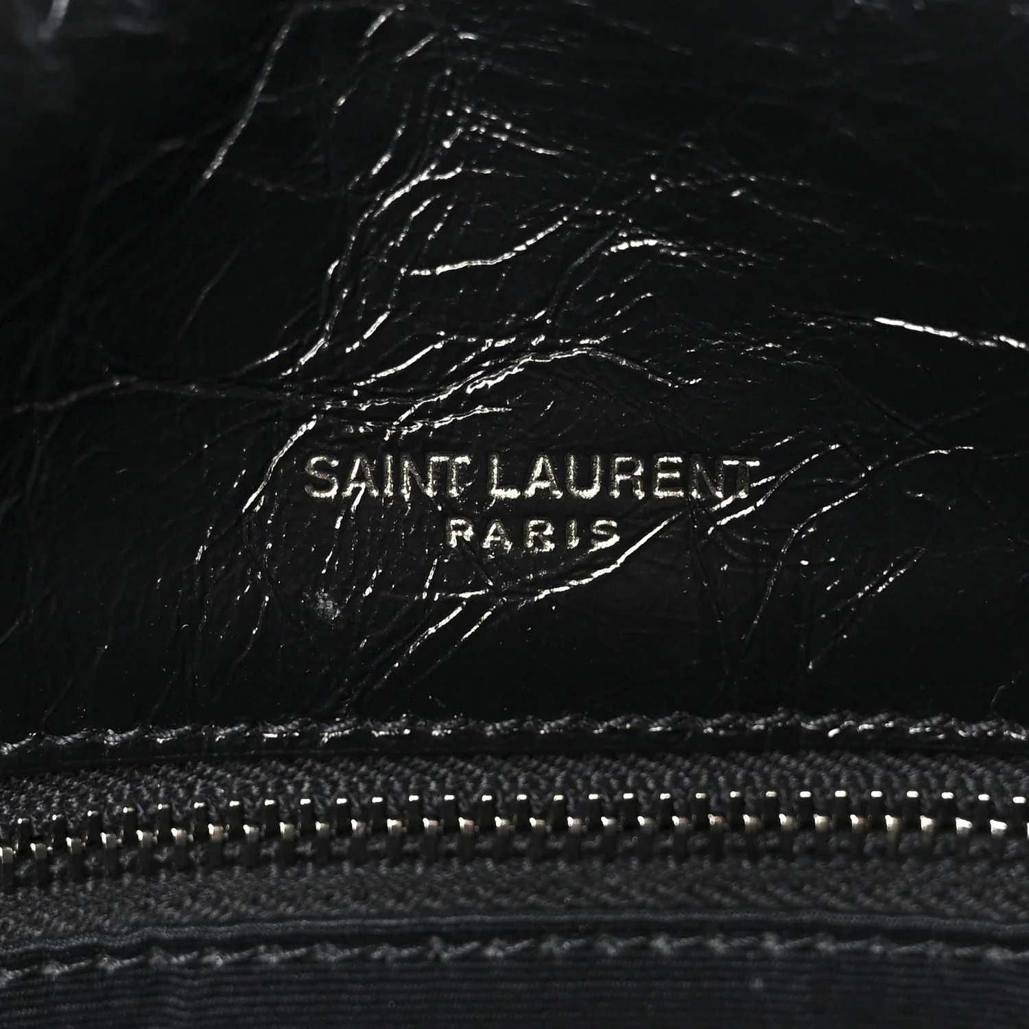 Crinkled Calfskin Matelasse Monogram Large Niki Chain Satchel Black