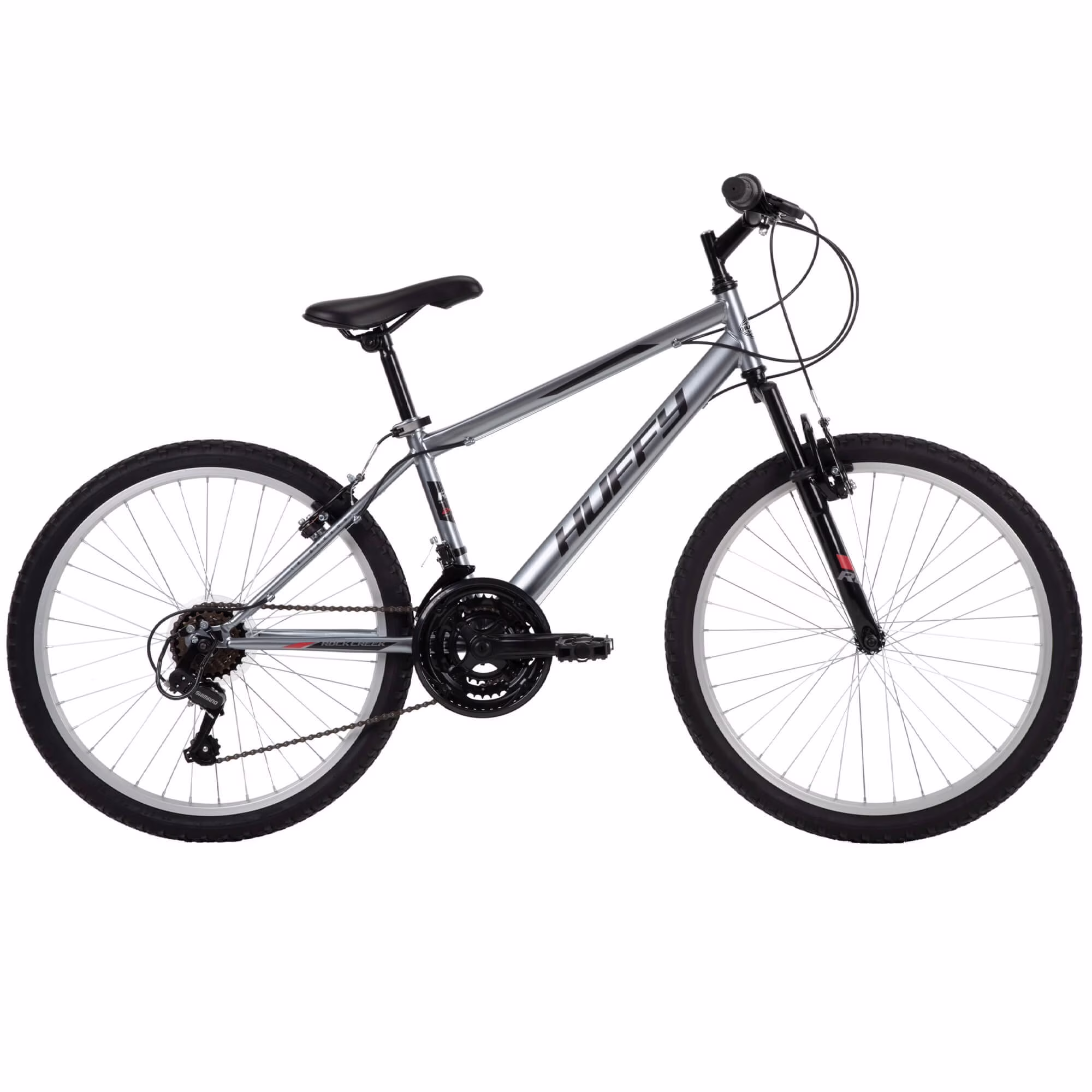 24" Rock Creek Mountain Bike, Fits Riders 4'8" 5'8", Gray, Adult, Men's(24 in/Silver)