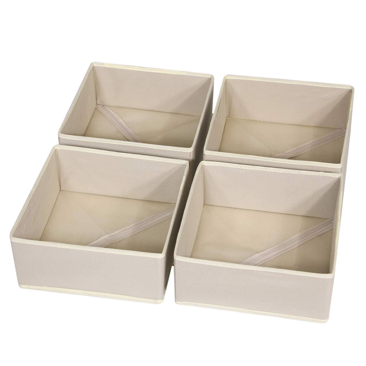 DIOMMELL 4 Pack Foldable Cloth Storage Box Closet Dresser Drawer Organizer Fabric Baskets Bins Containers Divider for Clothes Underwear Bras Socks