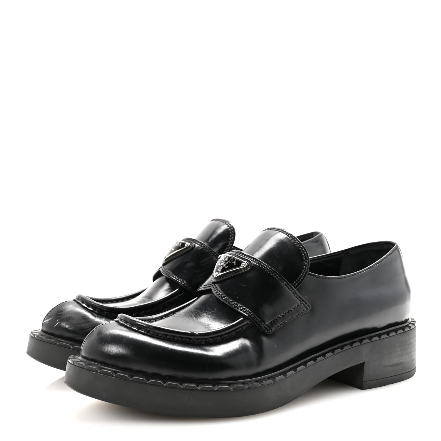 Spazzolato Metal Triangle Logo 50mm Loafers 40 Black