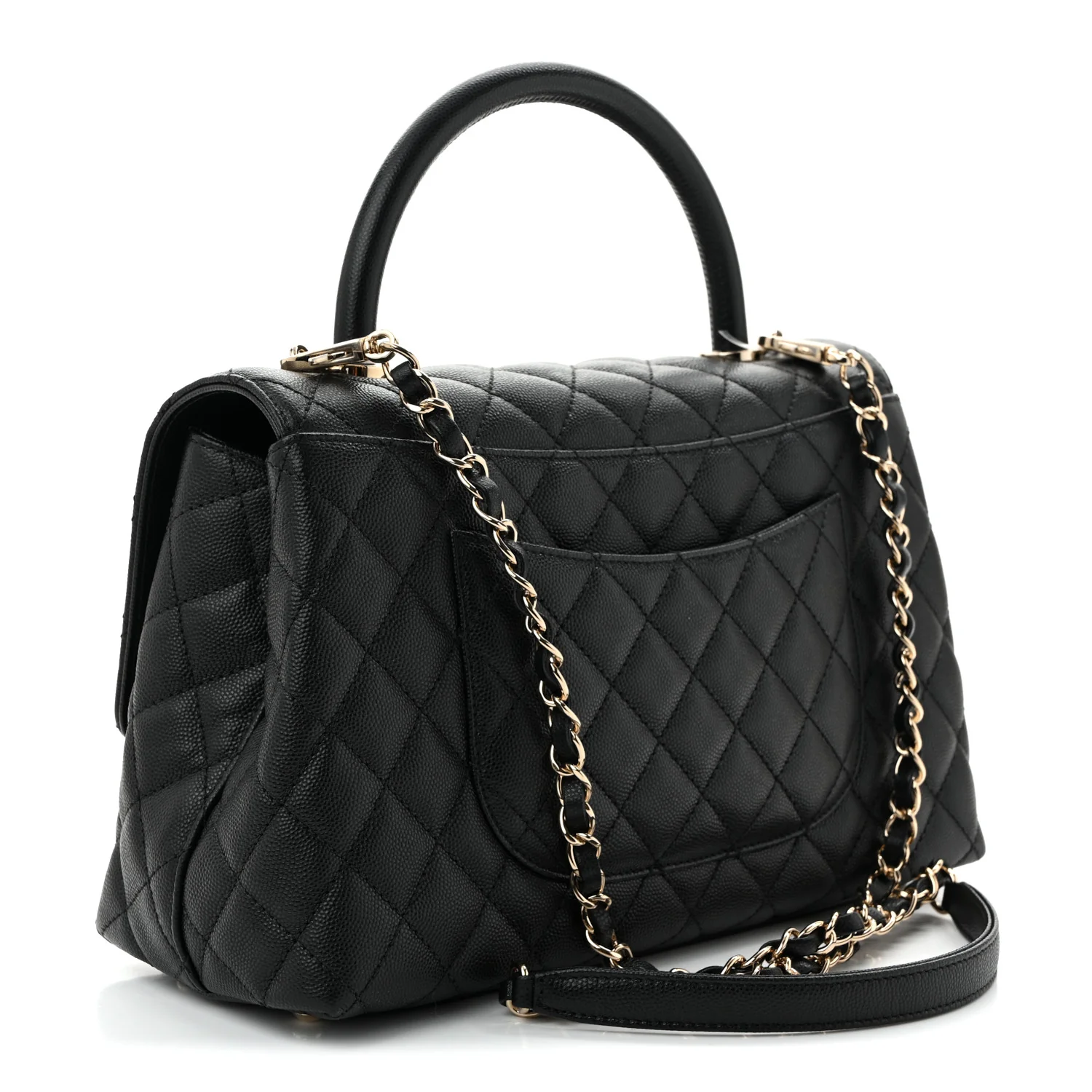 Caviar Quilted Small Coco Handle Flap Black