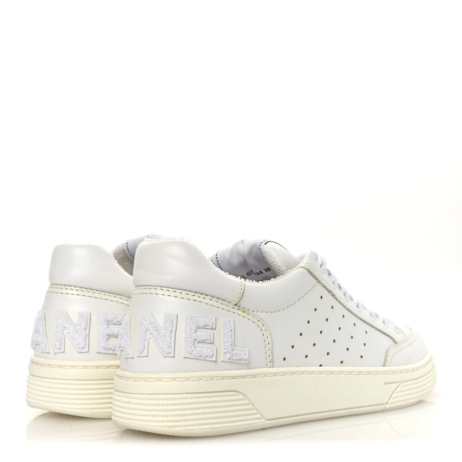 Calfskin Womens Logo Sneakers 38 White