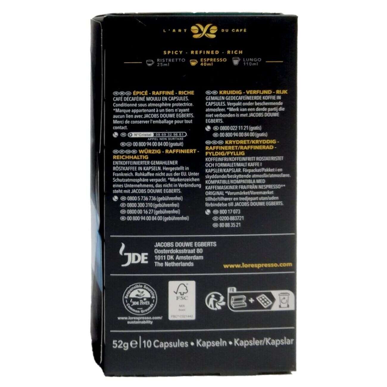 Café capsule L'or Décaféiné 10 doses intensité 6