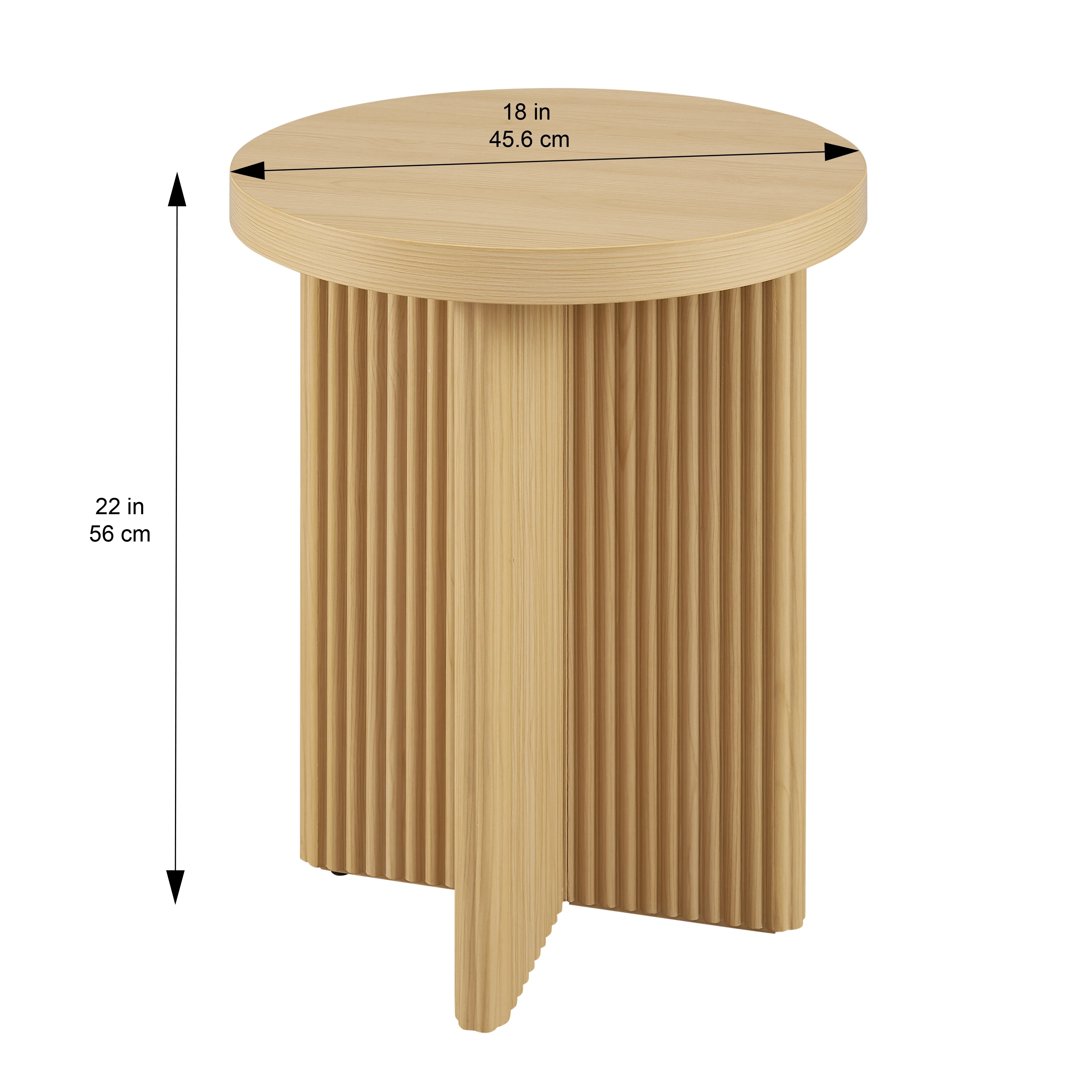 Better Homes & Gardens Lillian Fluted End Table, Natural Pine Finish
