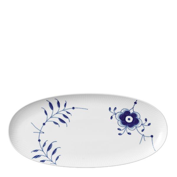 Blå Mega Riflet oval fat 37 cm