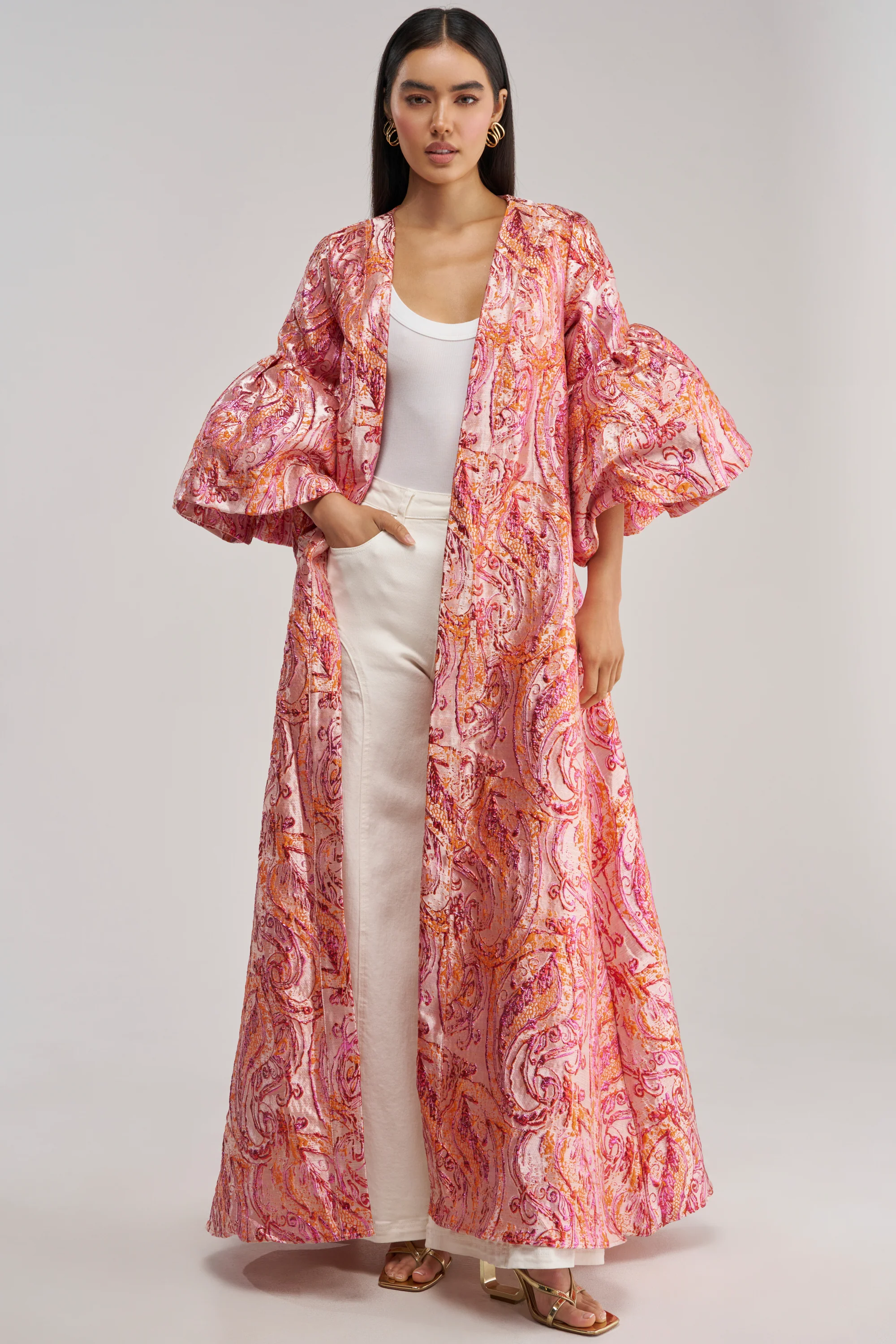 PINK SORBET BROCADE DUSTER - Akira Store
