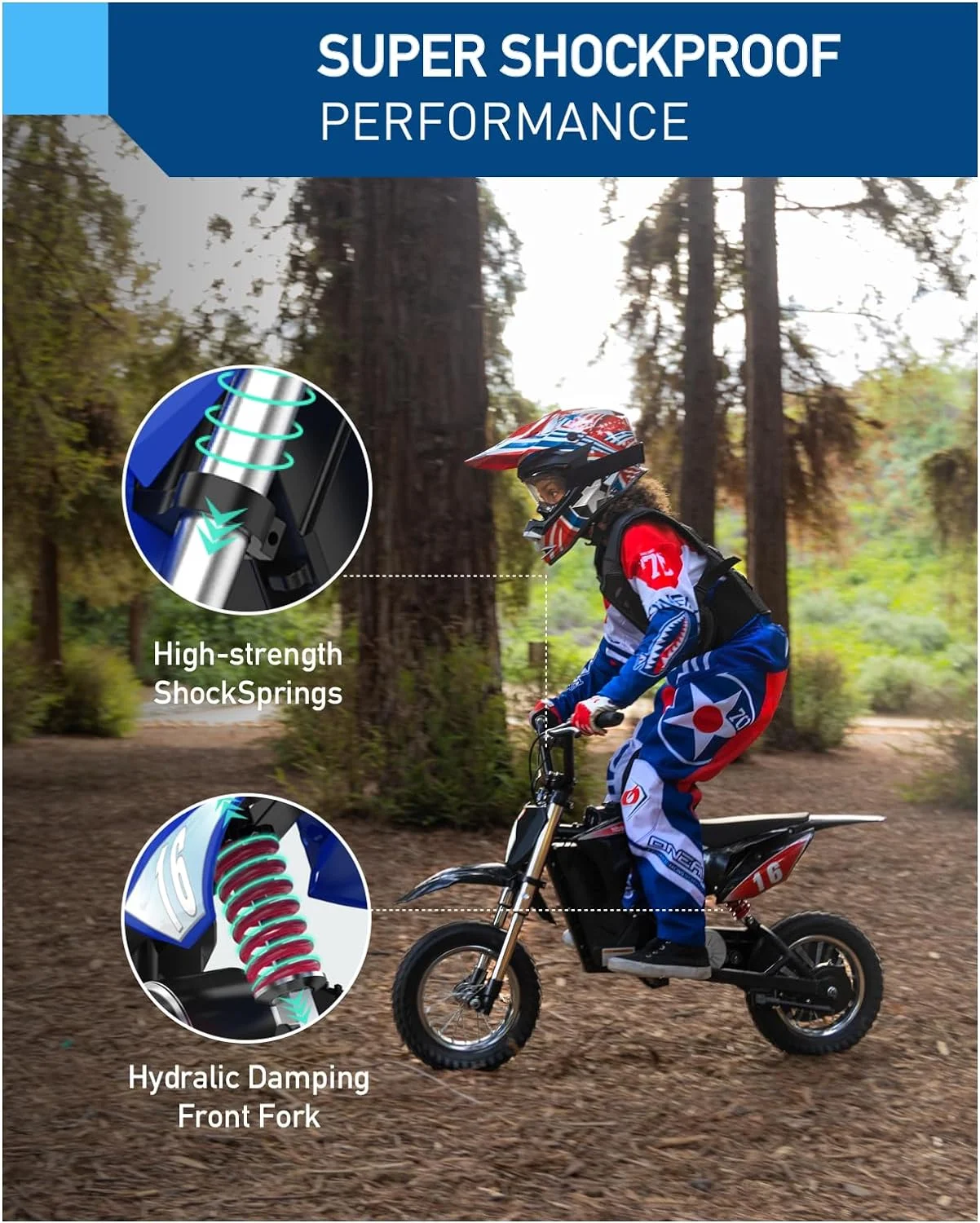 DK1 Electric 300W Dirt Bike, for 3 Years to 13 Years Blue(Blue) - Image 5