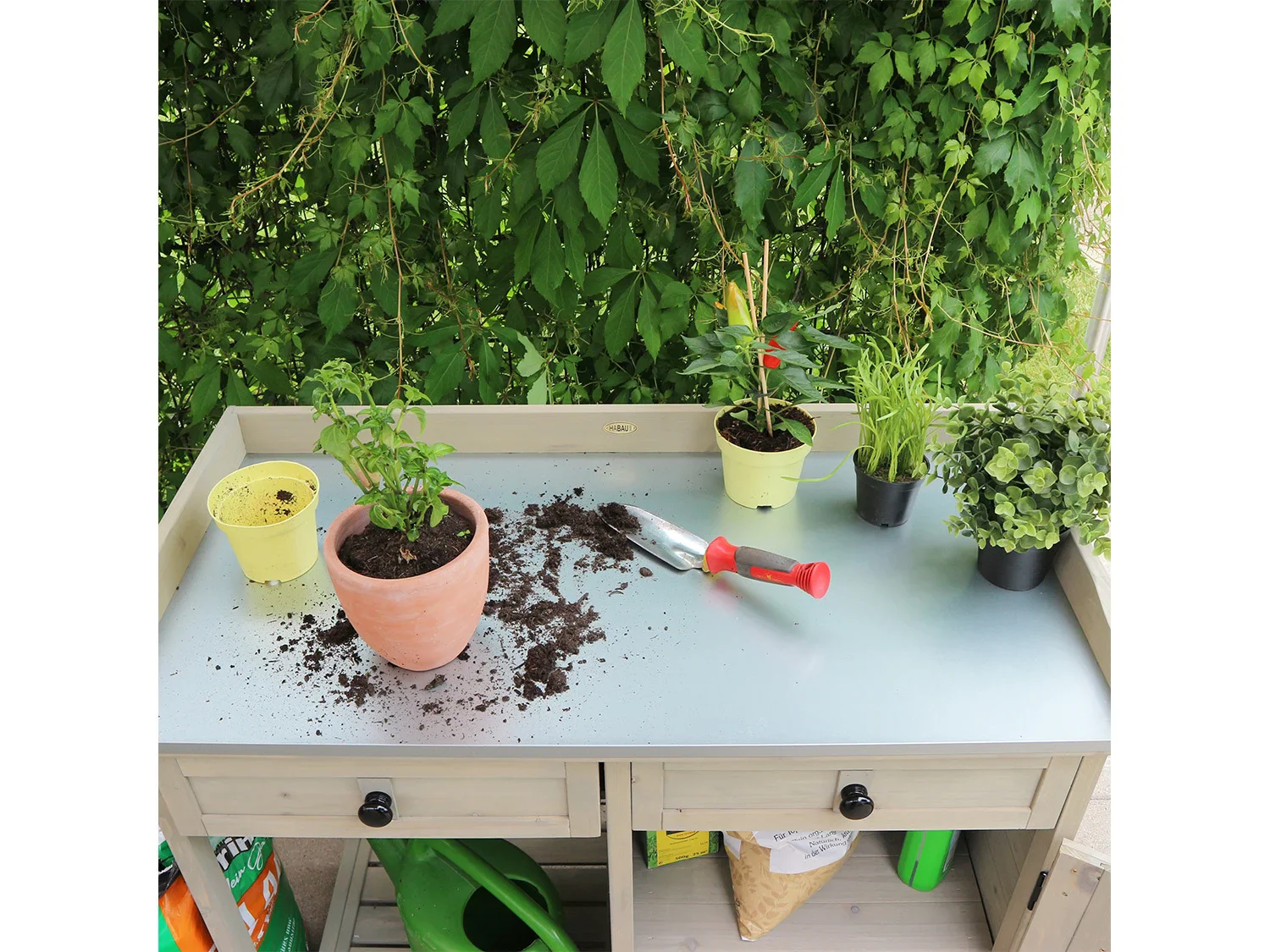 HABAU Table de jardin avec armoire infrieure, 98 x 48 x 95 cm