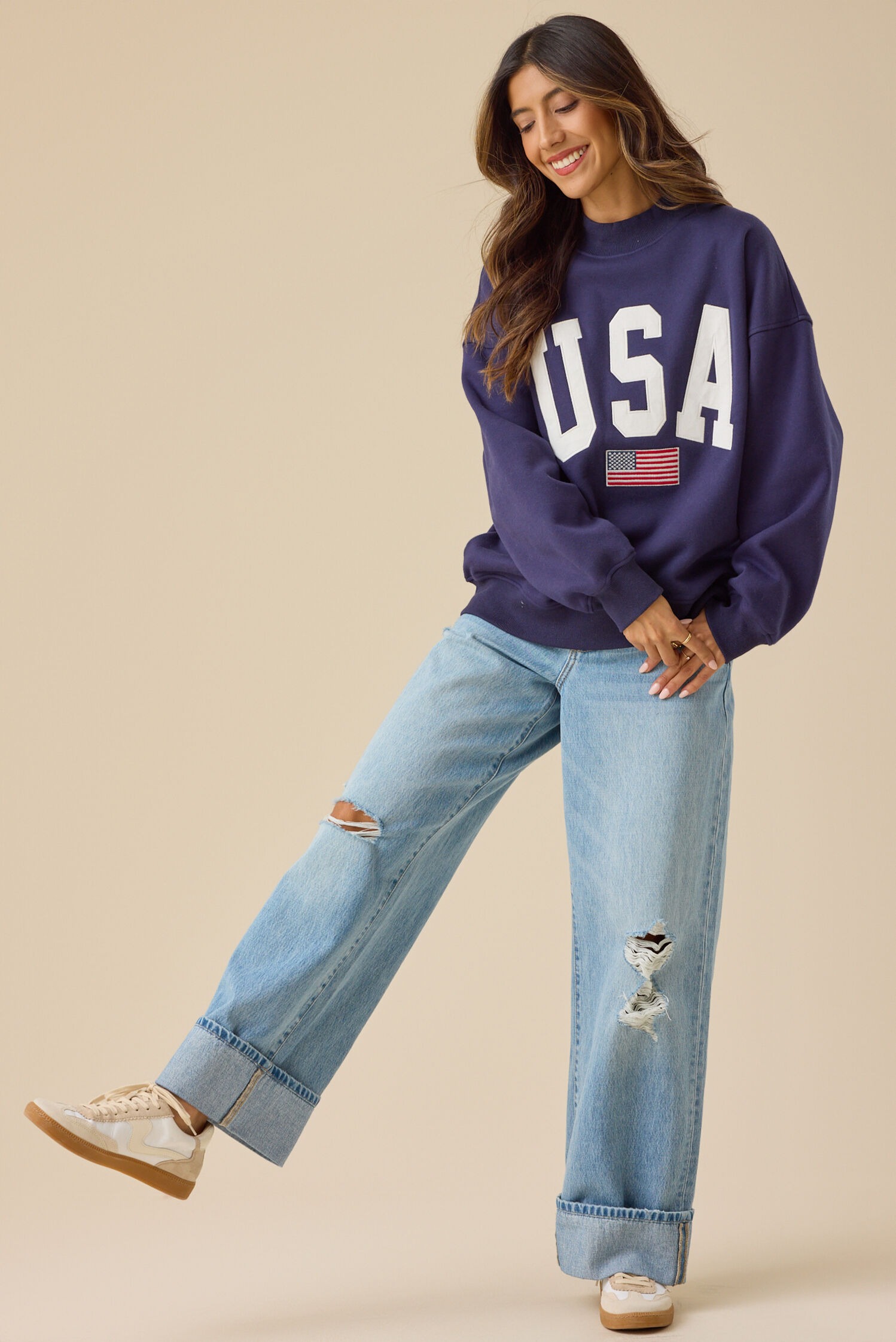 USA Embroidered Mock Neck