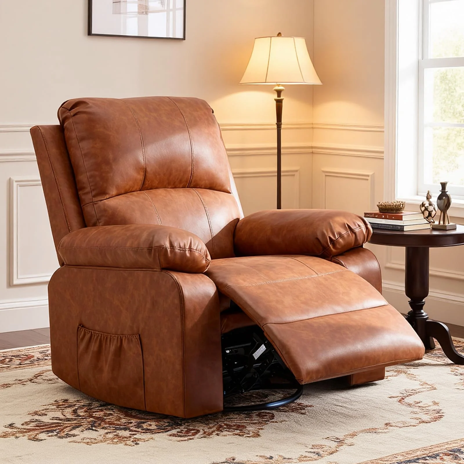 AECOJOY Recliner Chair, 360° Swivel Rocking Chair with Massage and Heat