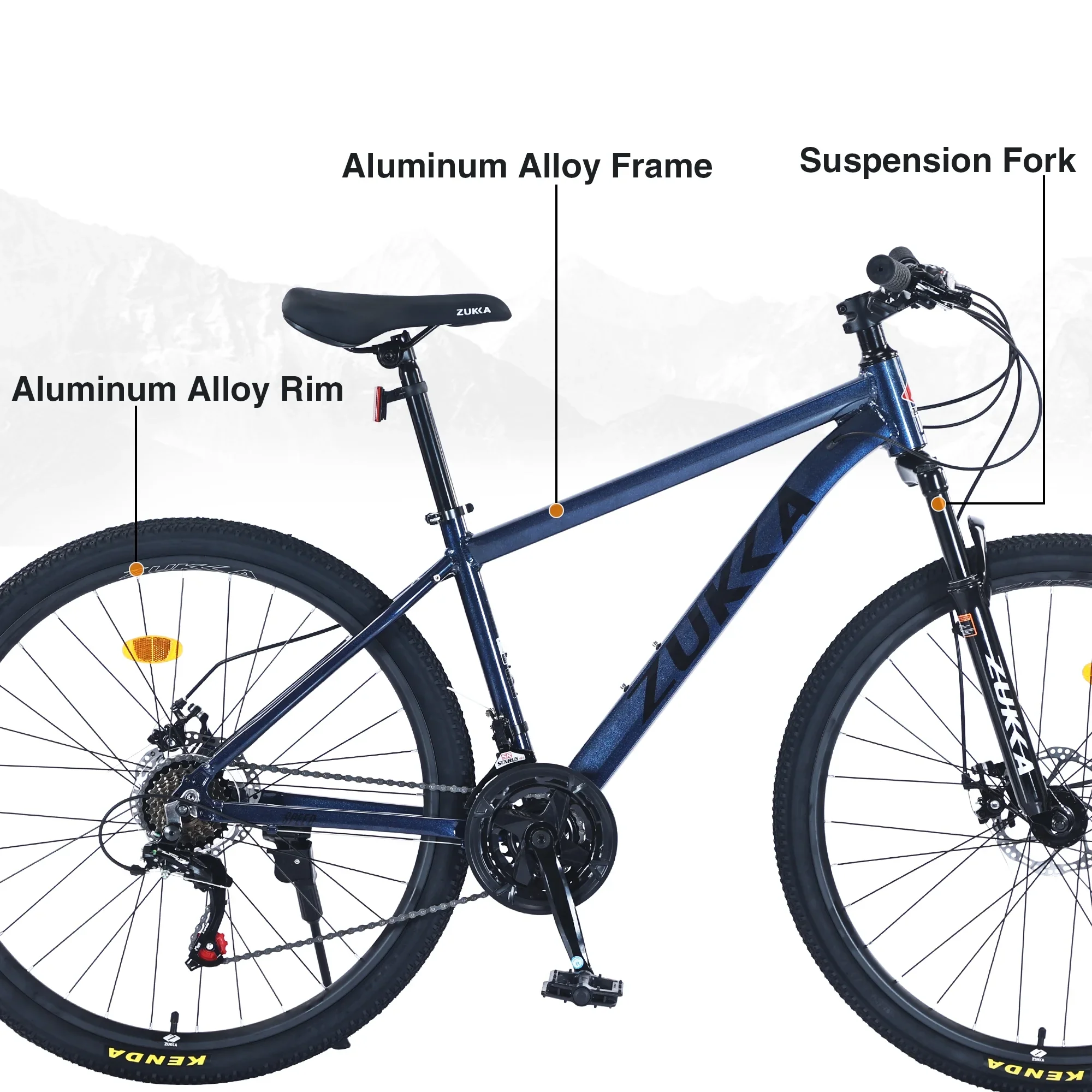 POVANLI  27.5 Inch Mountain Bike Adult Full Shimano 21 Speed Mountain Bike, Dual Disc Brake, Aluminum Frame Disc Brake, Front Suspension, Mountain biking for both men and women, Grey (Gift)