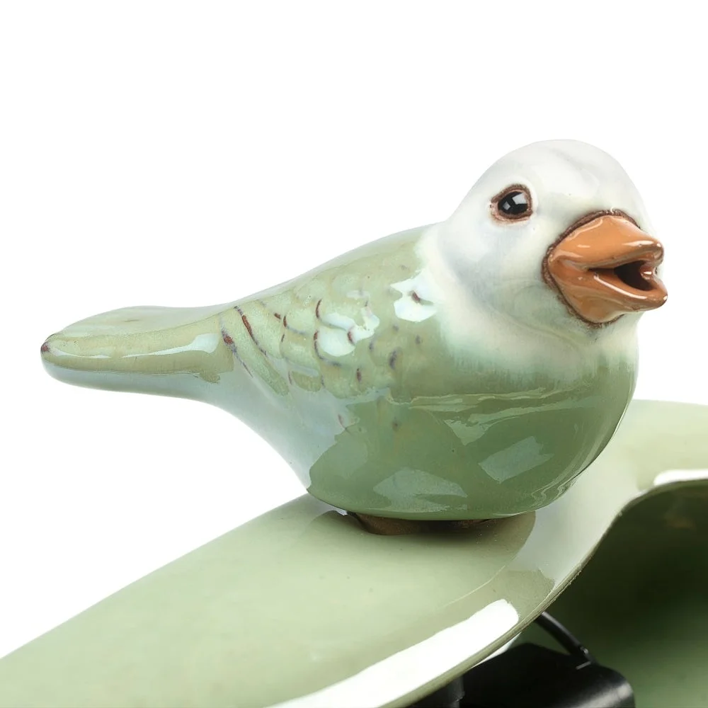 Black Clay Ceramic Bird Solar Fountain - Image 4