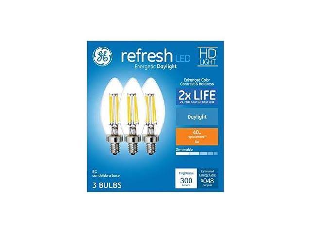 GE Refresh 3-Pack 40 W Equivalent Dimmable Daylight B11 LED Light Fixture Light Bulbs Candelabra Light Bulb