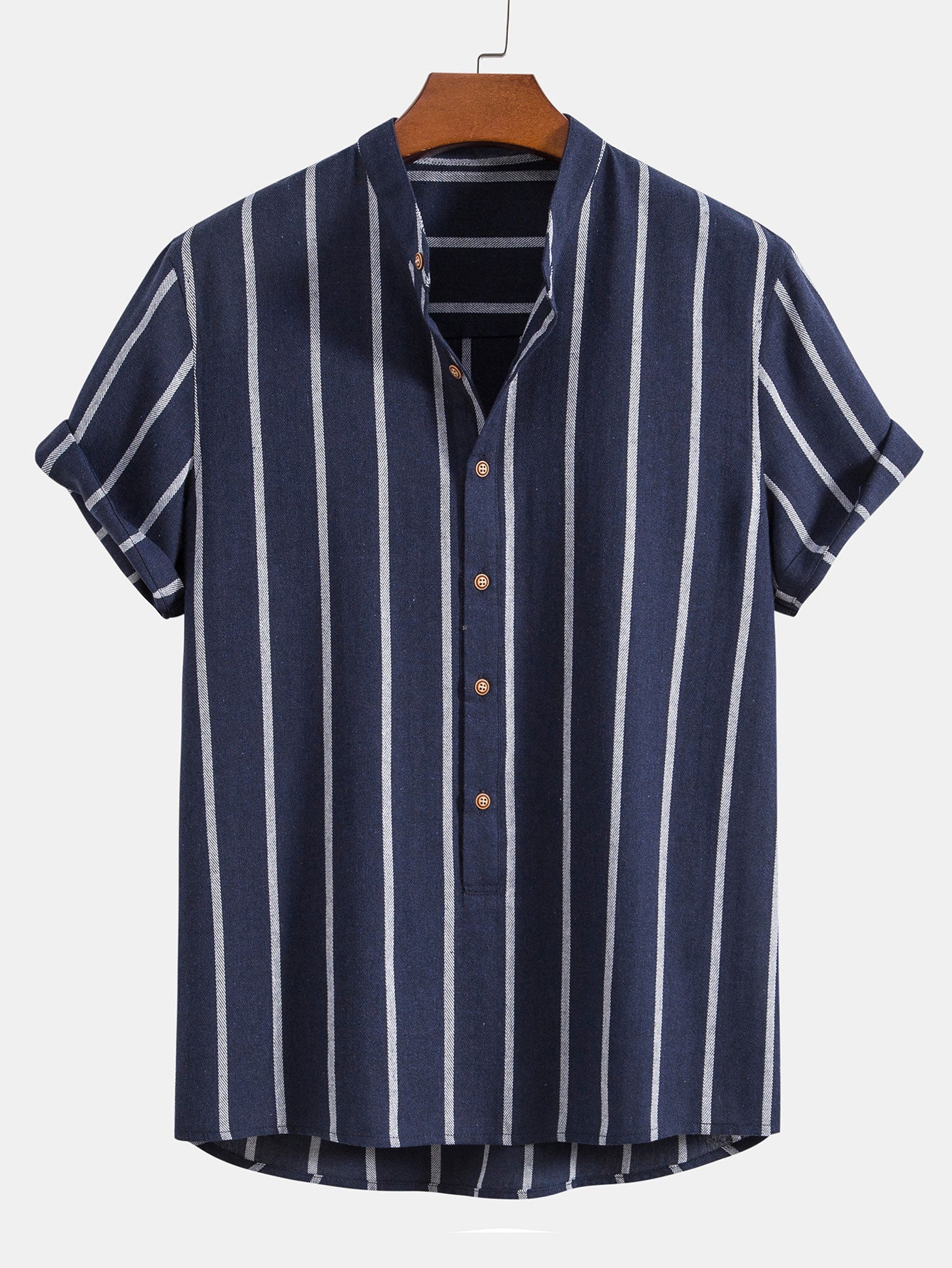 Chemises Henley en coton rayé