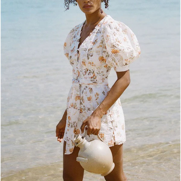 Robe courte à imprimé floral pour femme, idéale pour les fêtes
