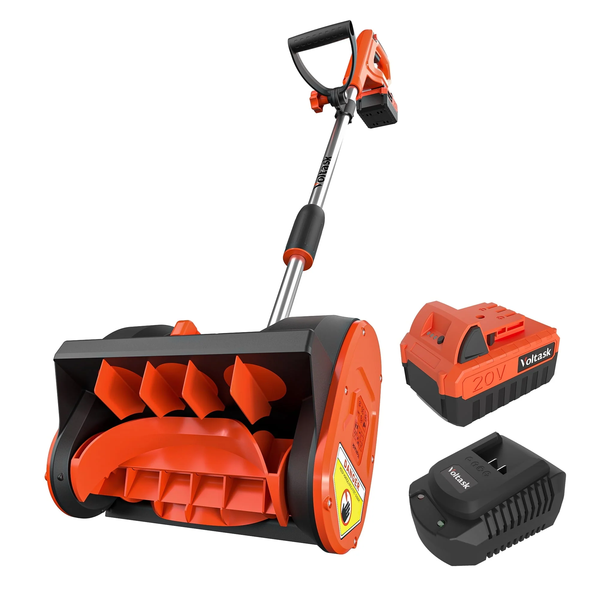 VOLTASK 20V 12 - Inch Cordless Snow Shovel with Directional Plate, Battery & Quick Charger Included