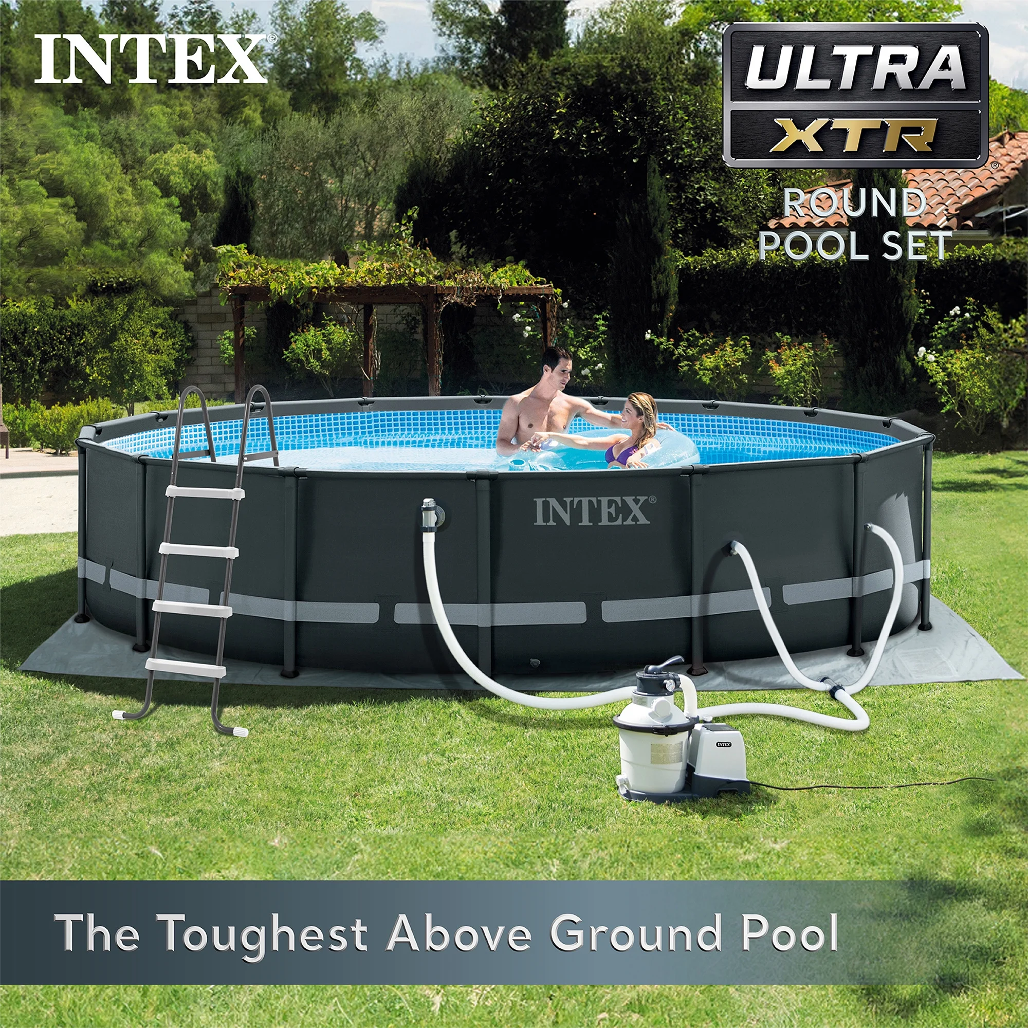16ft x 48in Ultra XTR Above Ground Swimming Pool, Floats (2 Pack), Inflatable Cooler Image 3