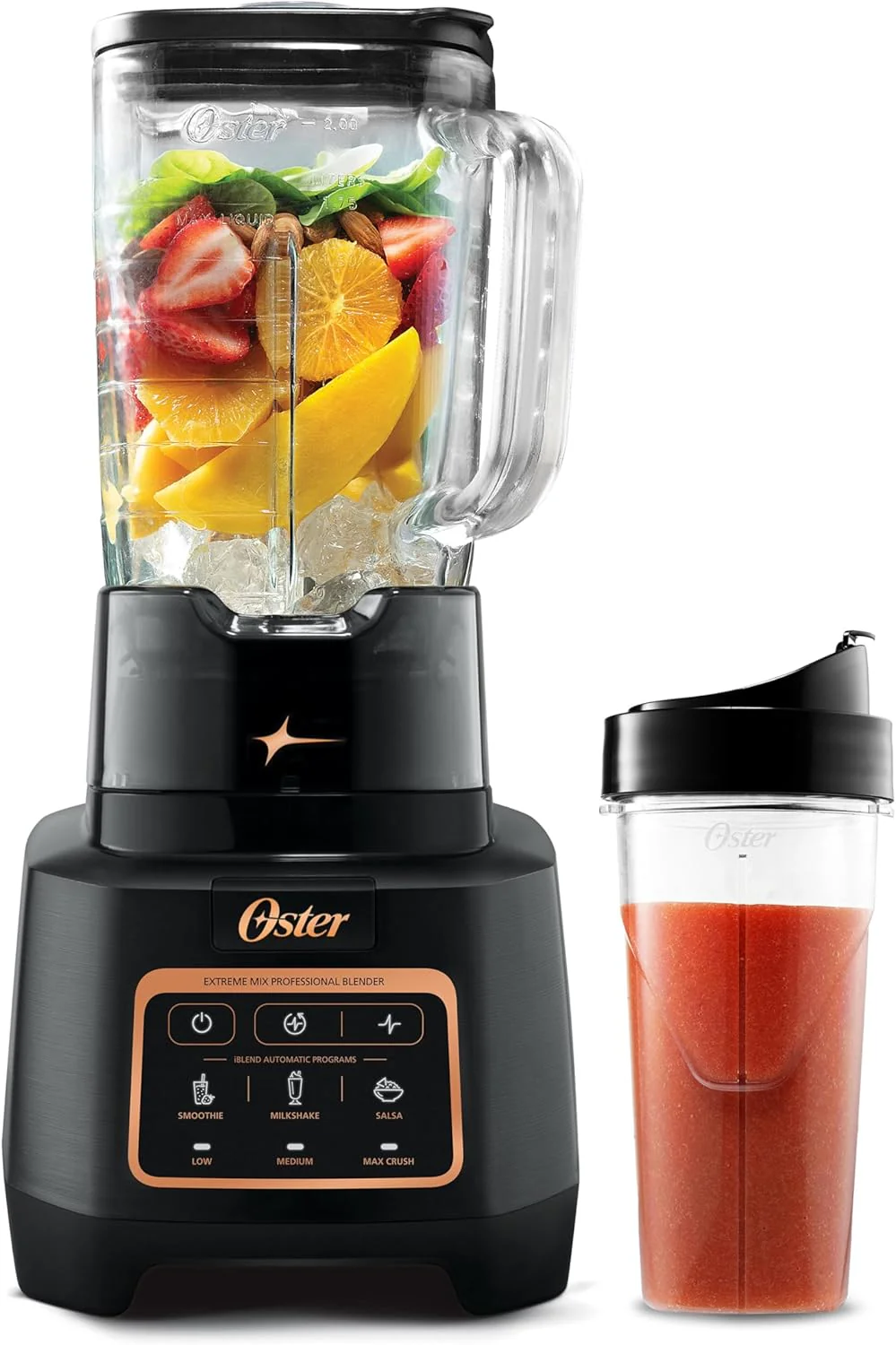 Blender Oster Extreme Mix, blender de comptoir haute vitesse de 1500 watts avec bol de 1,9 litre et programmes automatiques, idéal pour les smoothies, les milkshakes et les salsas